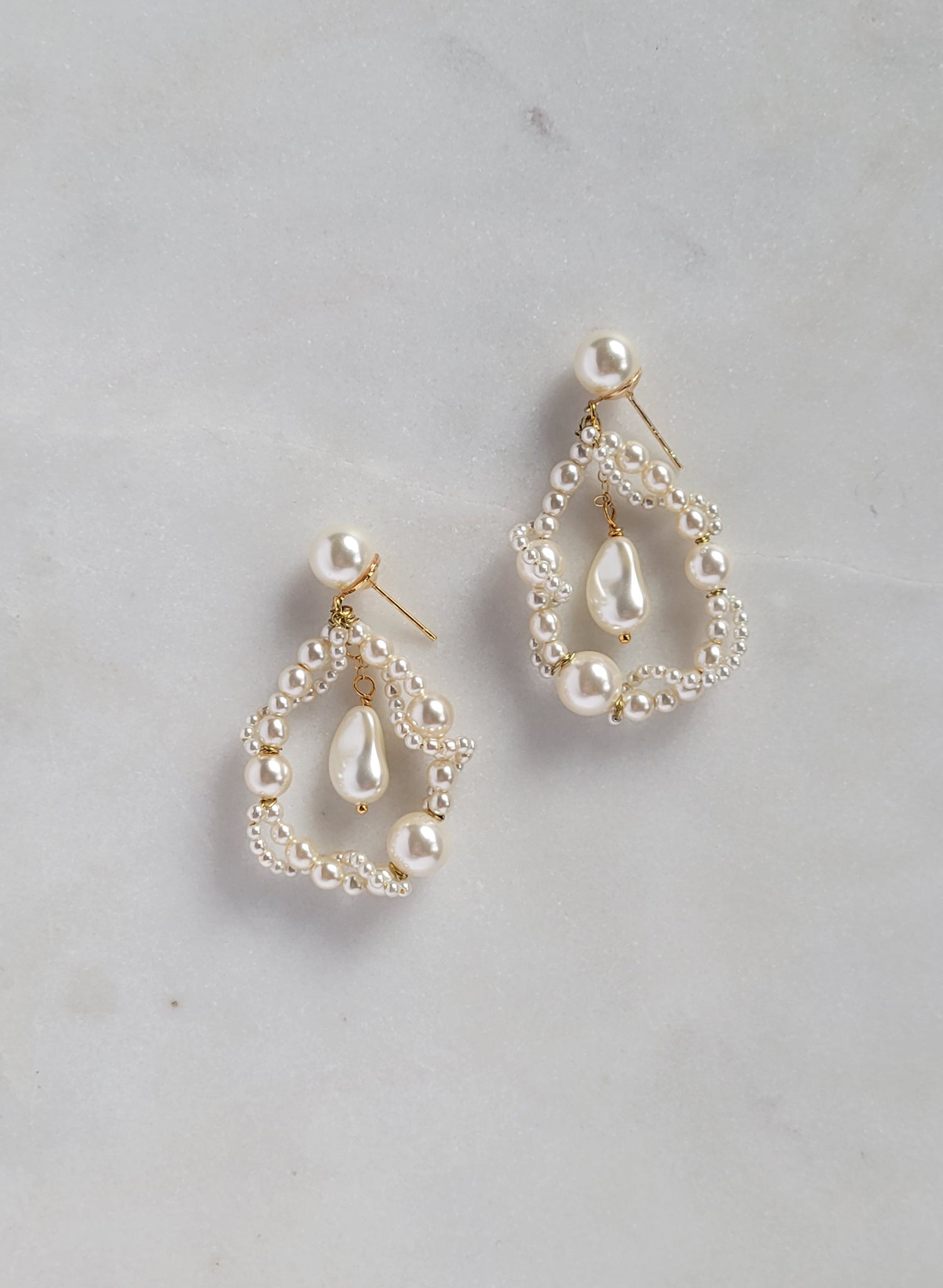 Pearl bridal teardrop shaped earrings, baroque, wedding jewelry, twigs and honey
