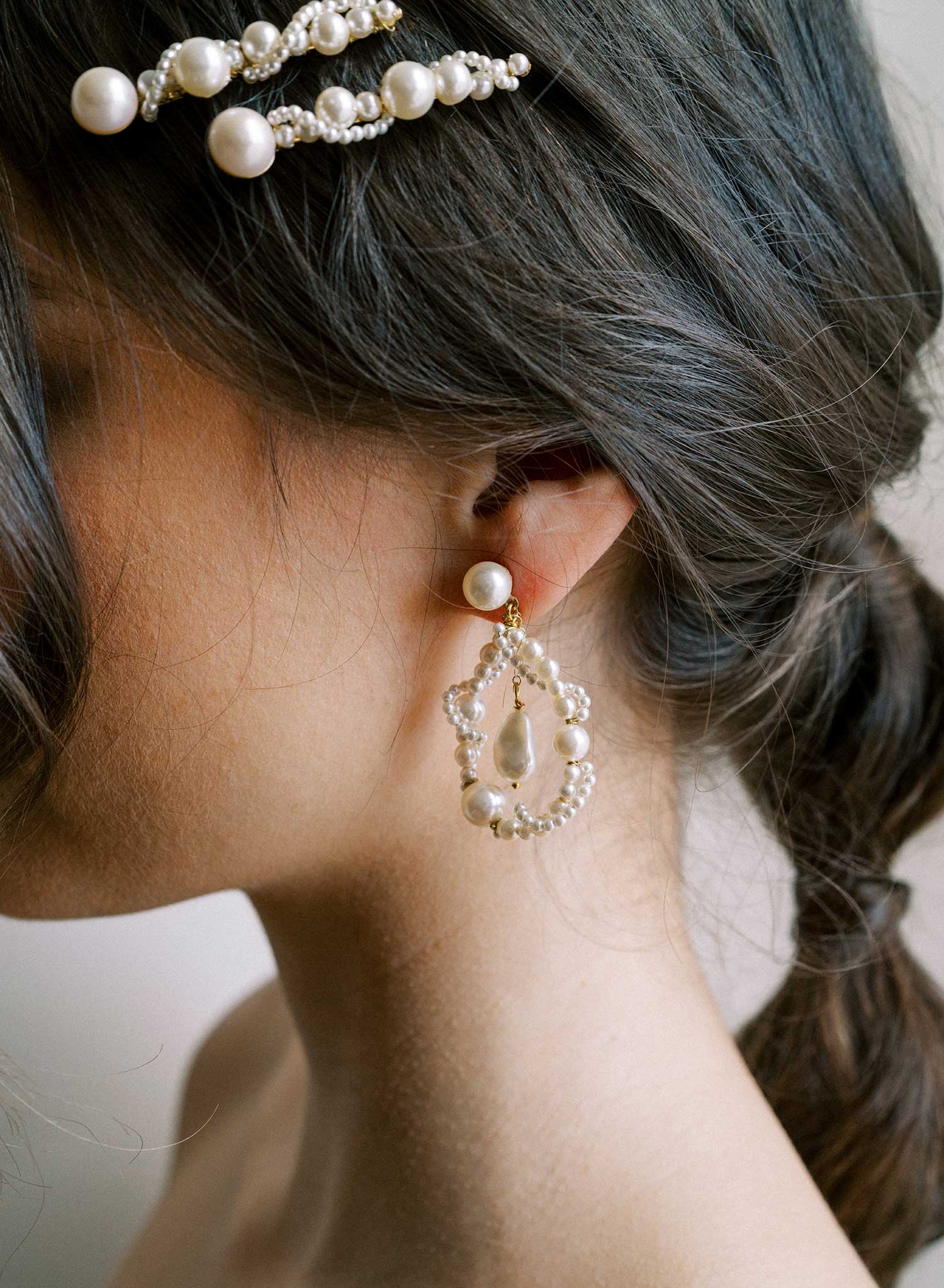 Pearl bridal teardrop shaped earrings, baroque, wedding jewelry, twigs and honey