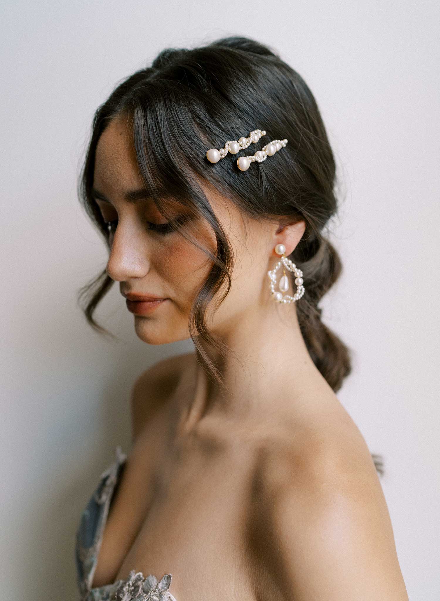 Twisted pearl bridal bobby pin pair - Style #2655