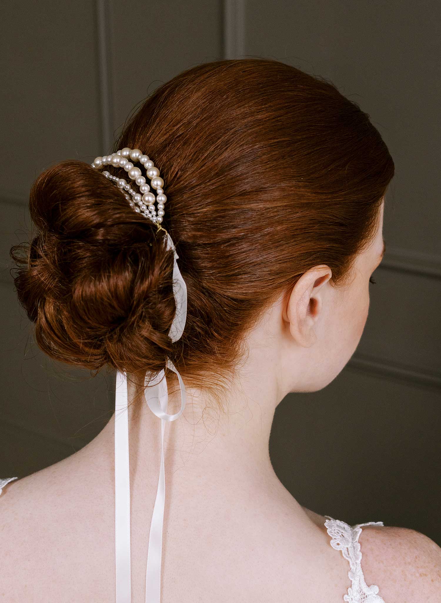 Elegant pearl strand bridal bun wrap - Style #2656