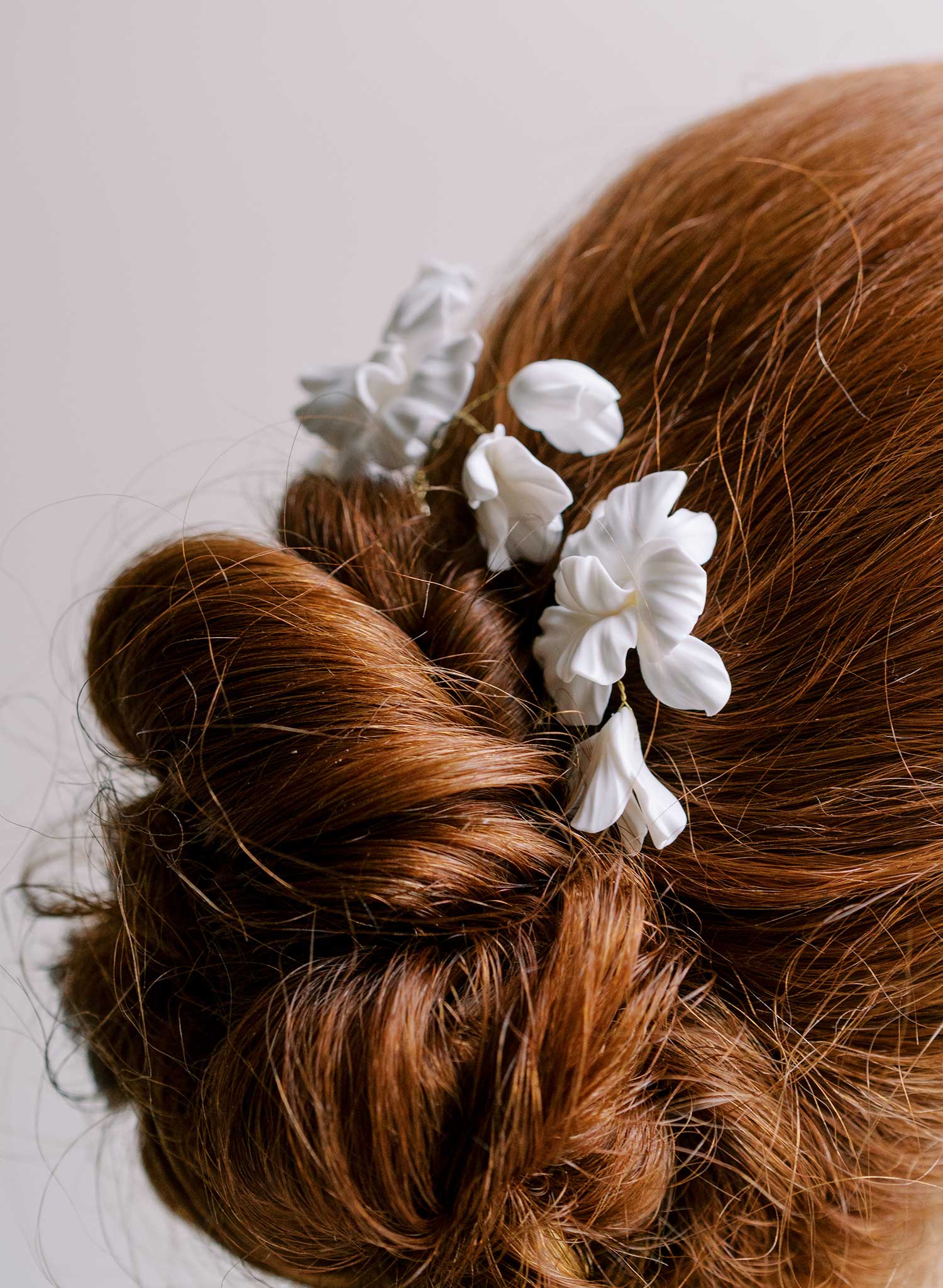 Abstract matte orchid bridal hair pin set of 3 - Style #2663