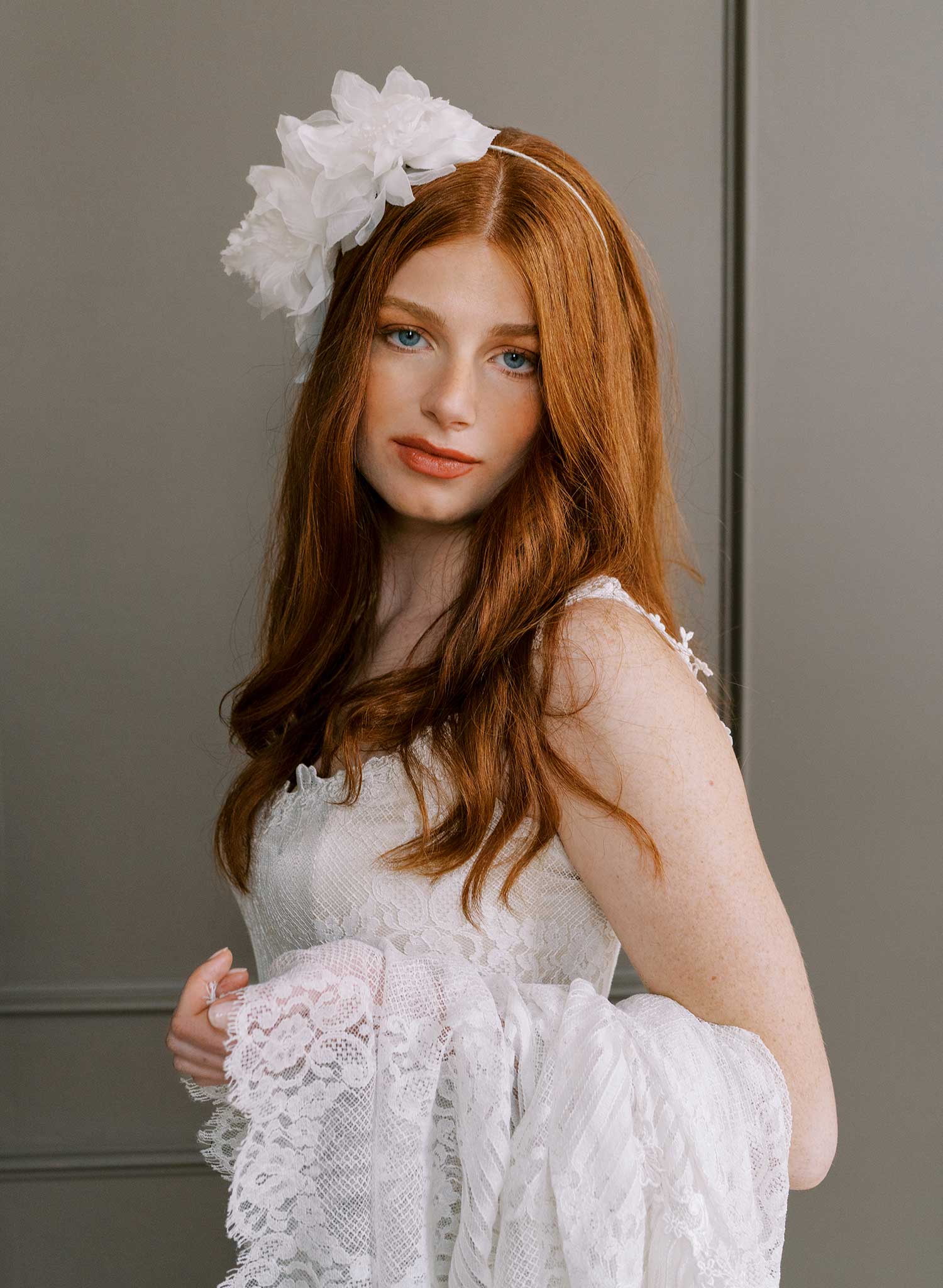 Double silk iris florals headband - Style #2668