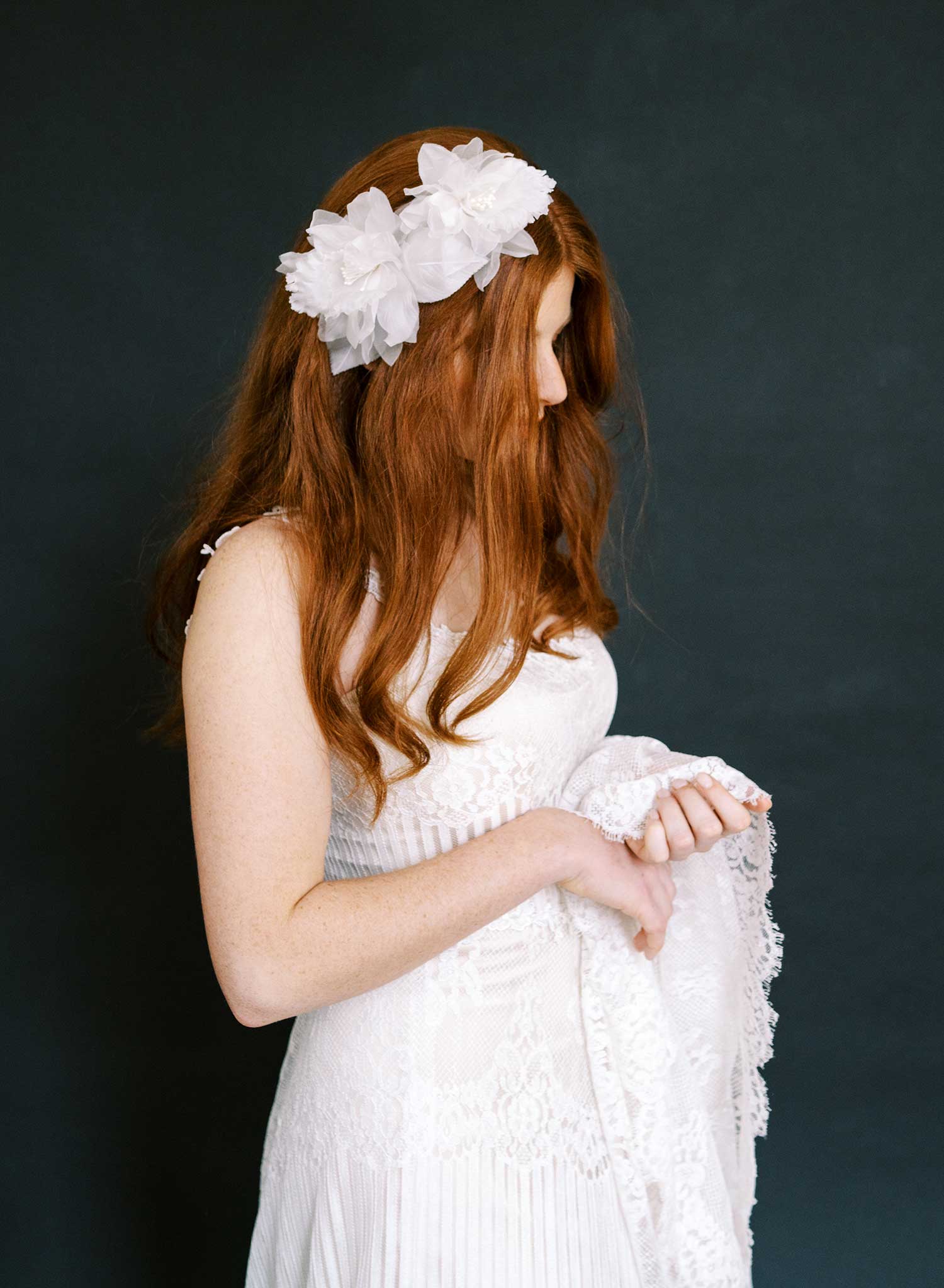 Double silk iris florals headband - Style #2668