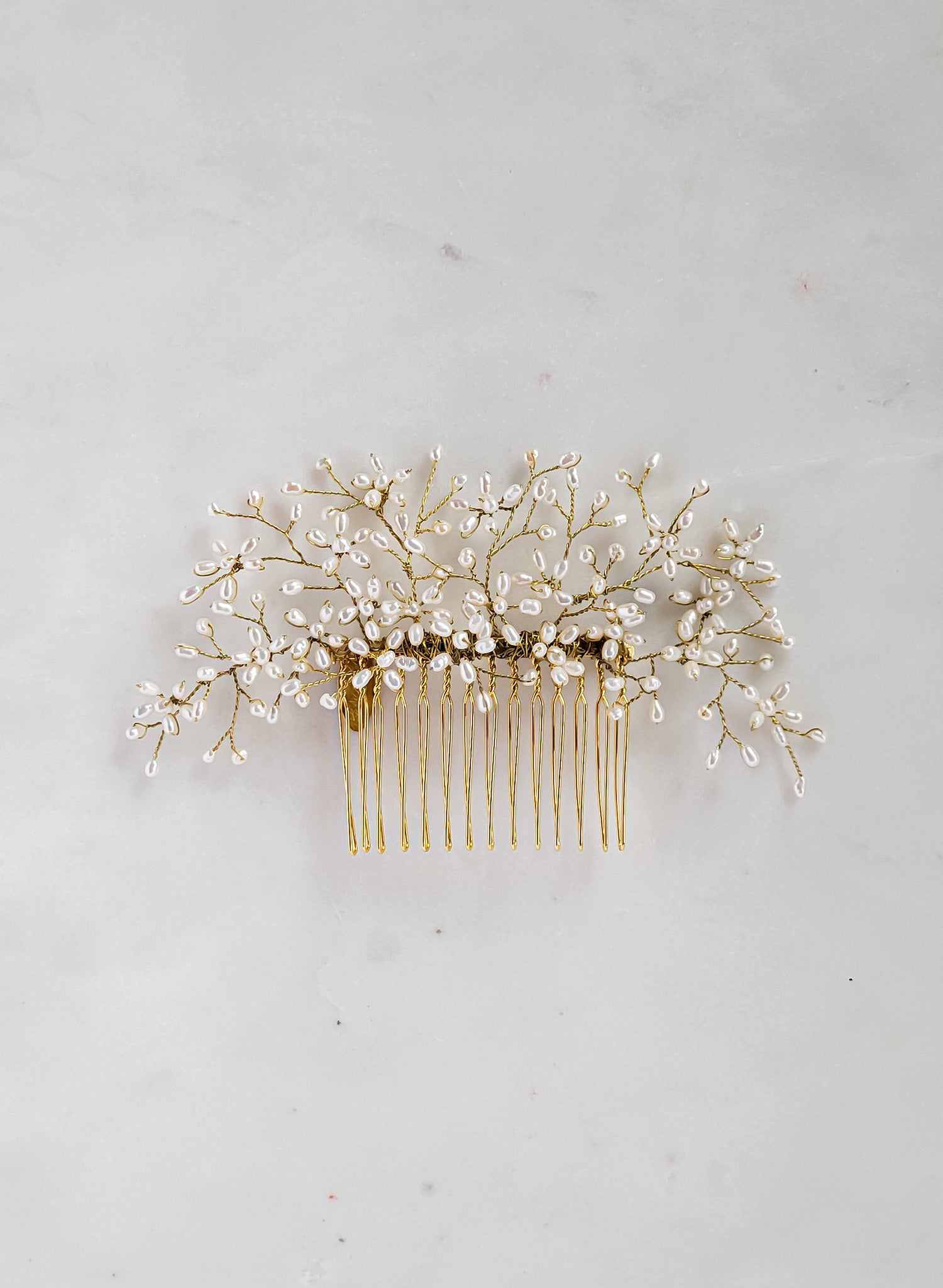 Baby's breath freshwater pearl hair comb - Style #2672