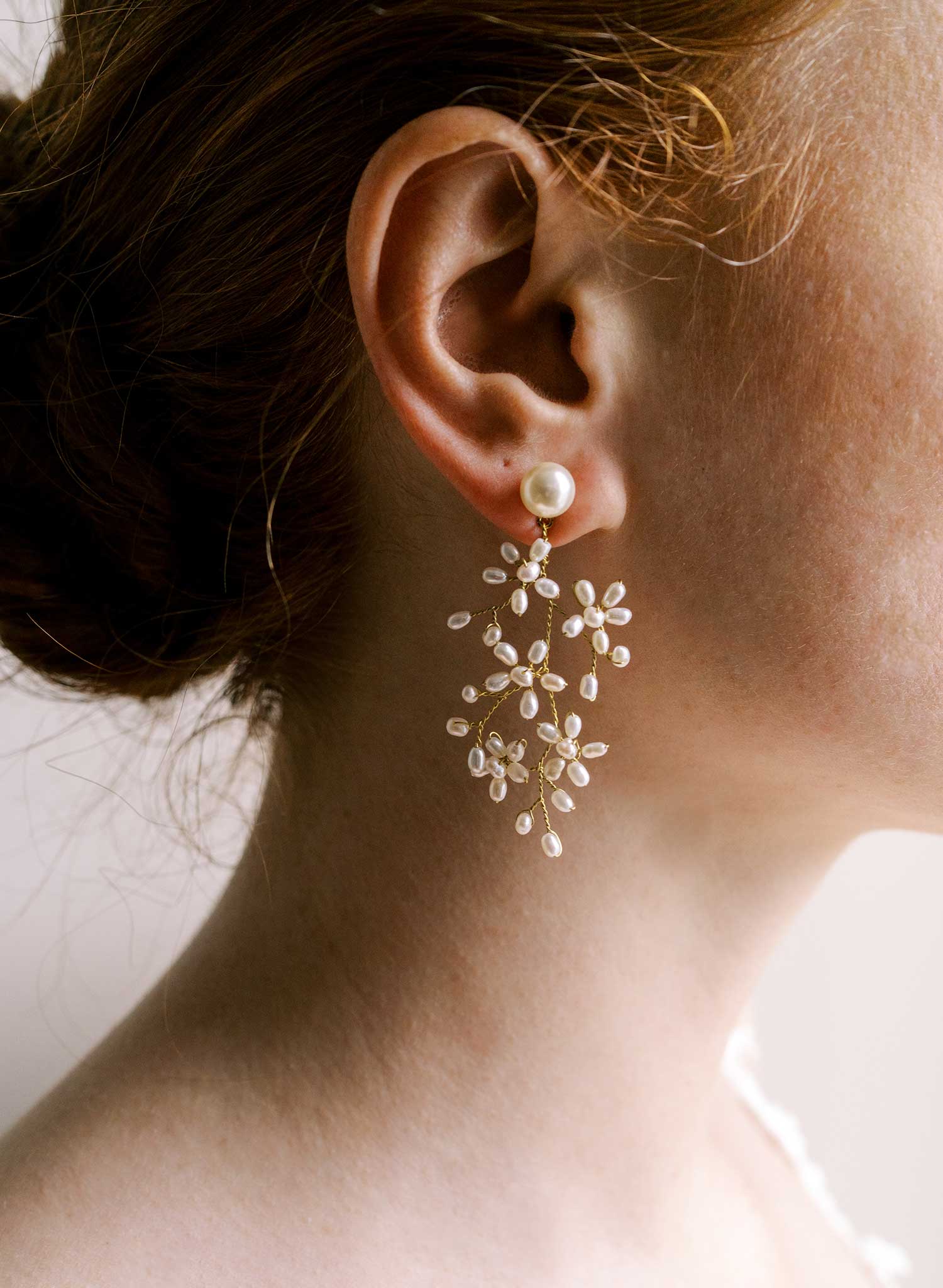 Baby's breath freshwater pearl earrings - Style #2673