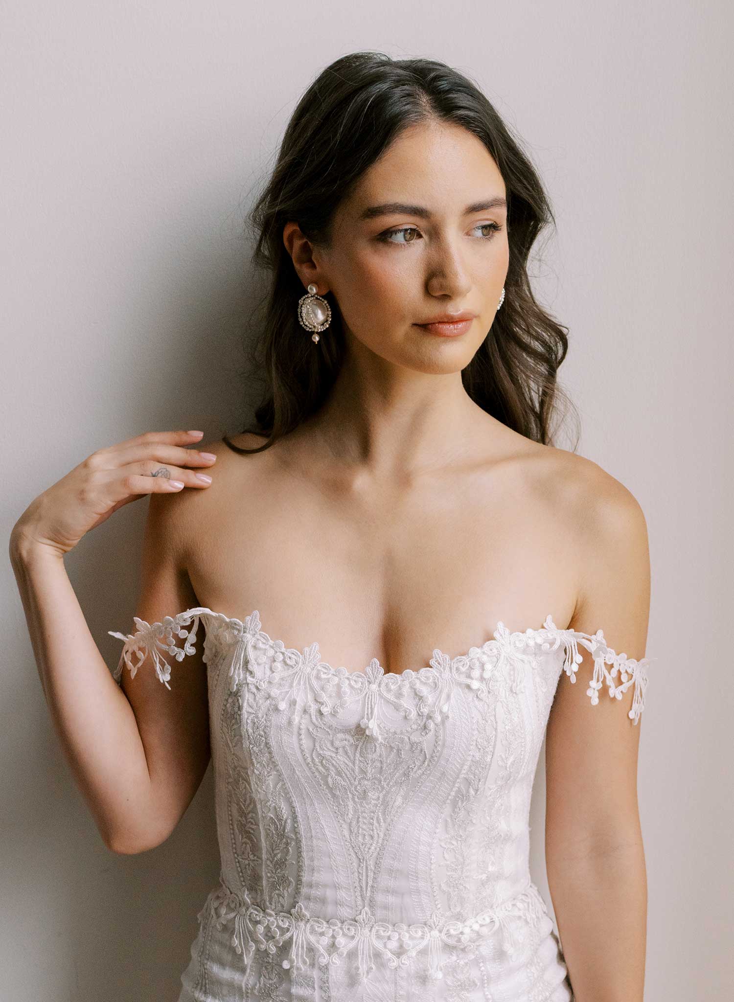 Pearl orb and twist bridal earrings - Style #2674