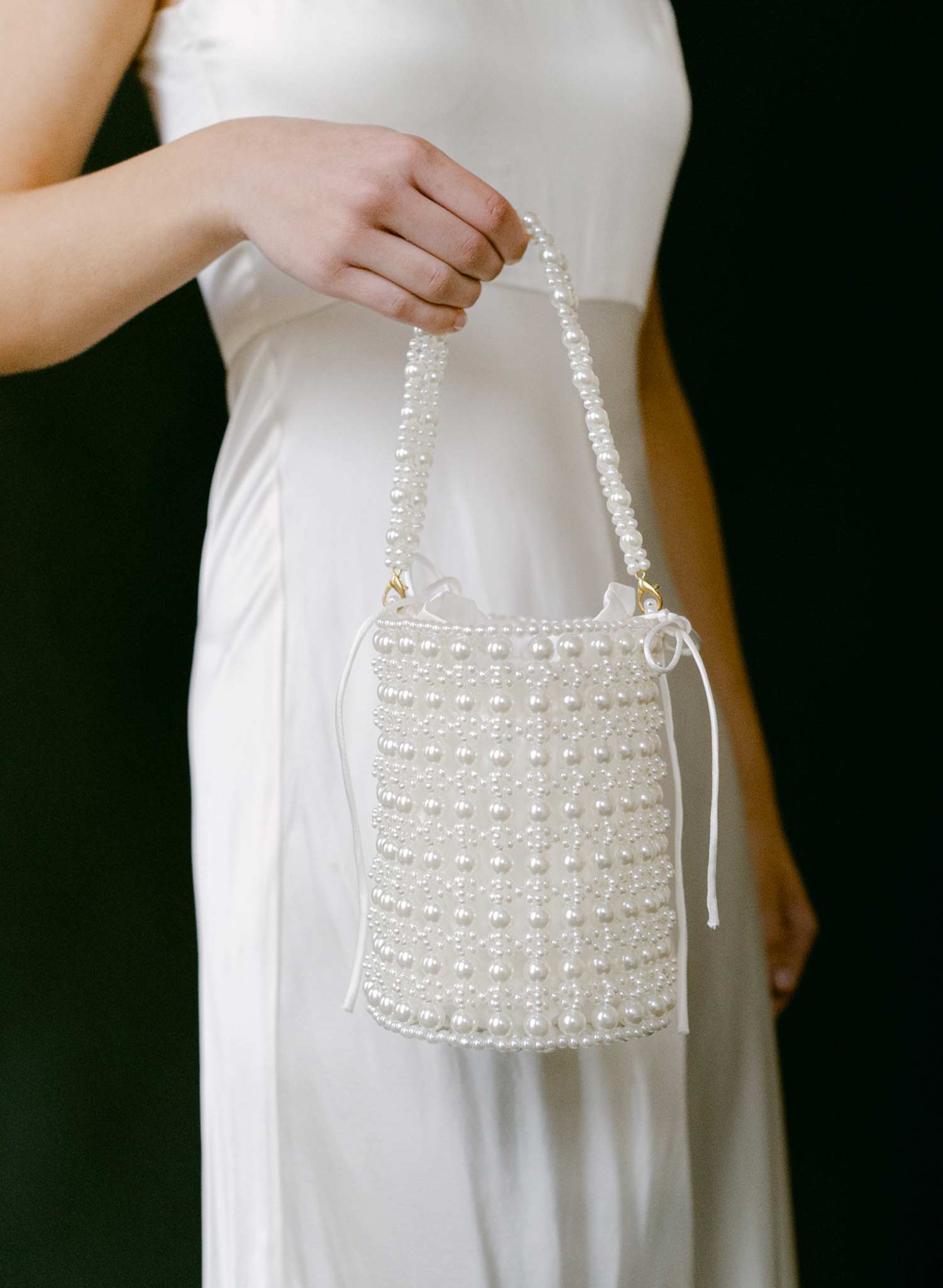 Hand embroidered pearl bridal purse - Style #2679