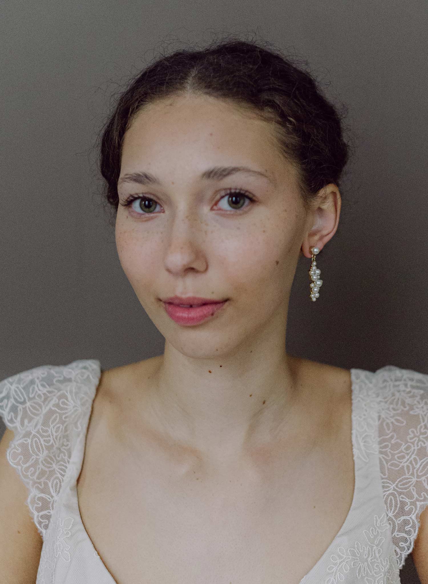 Petite pearl droplets bridal cluster earrings - Style #2681