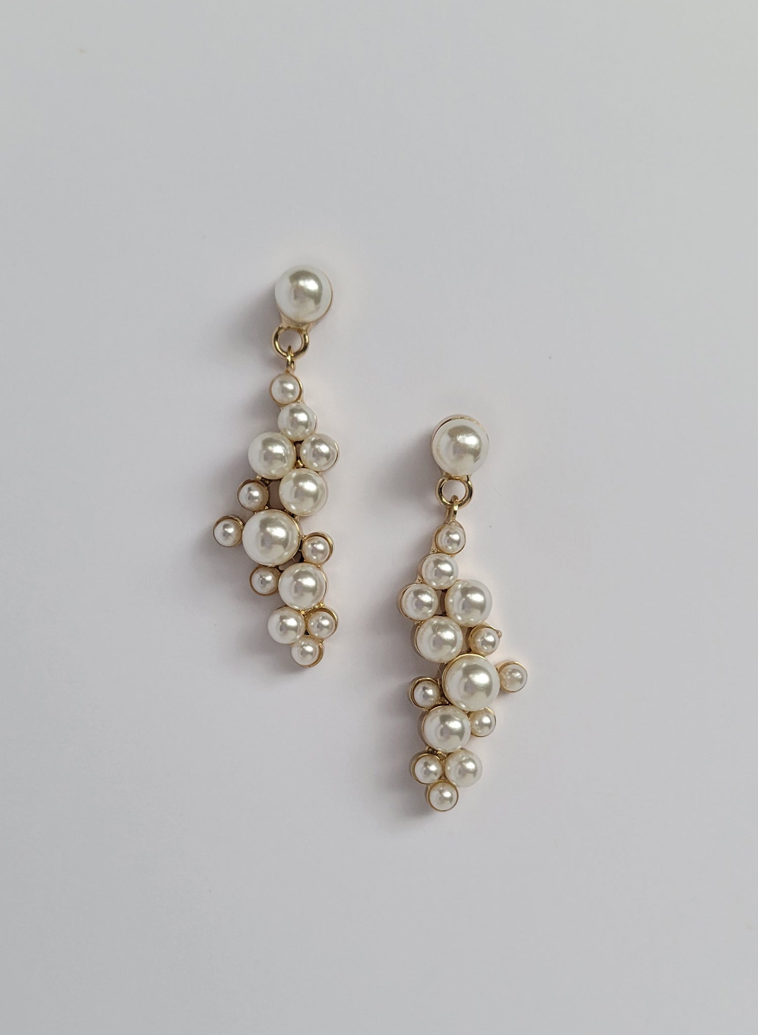 Petite pearl droplets bridal cluster earrings - Style #2681