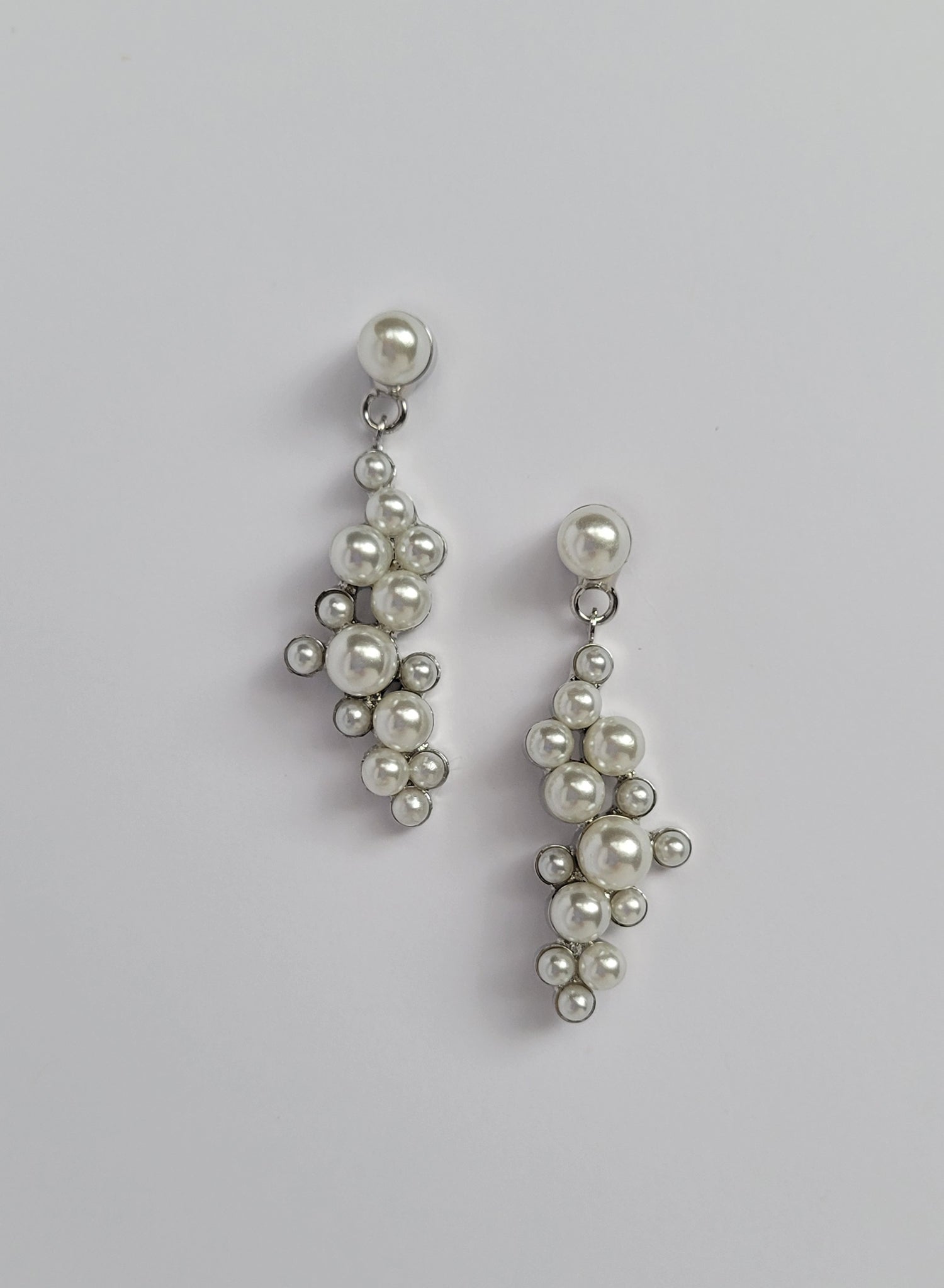 Petite pearl droplets bridal cluster earrings - Style #2681