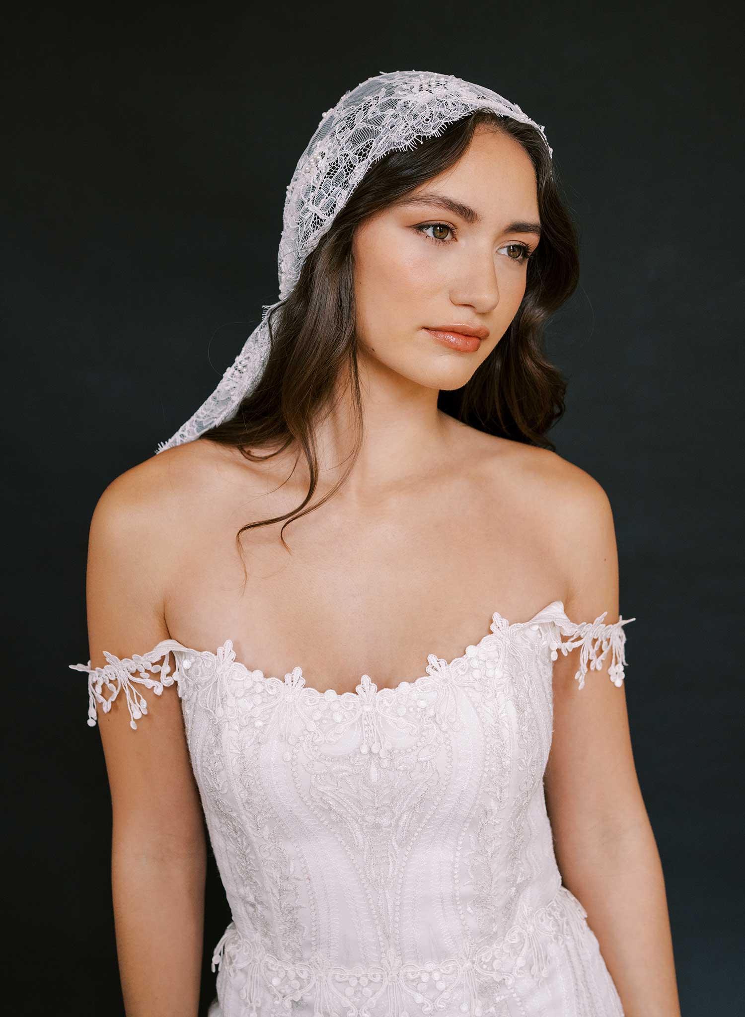 Beaded lace juliet veil - Style #2686