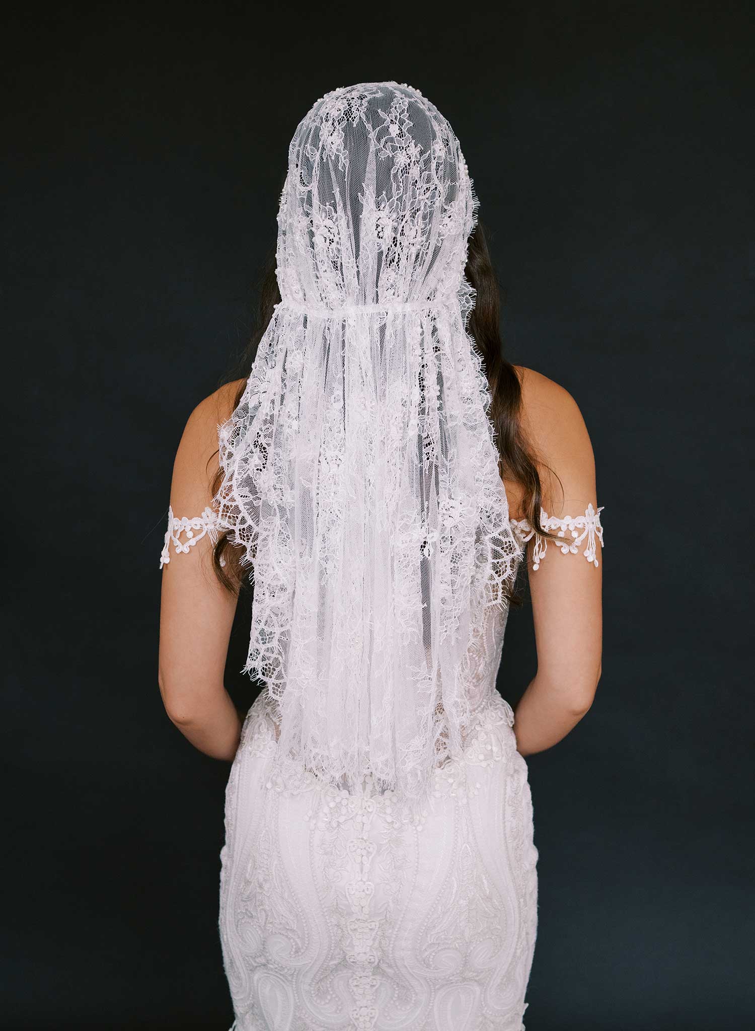 Beaded lace juliet veil - Style #2686