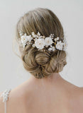 bridal white floral and opal crystal headpiece, twigs & honey