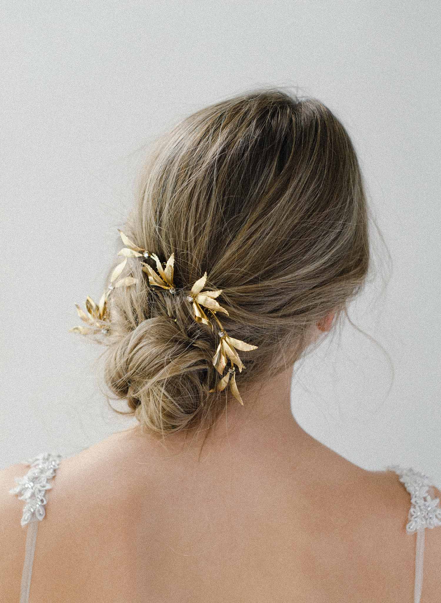 grecian inspired gold wing hairpin and comb set of 3, twigs & honey