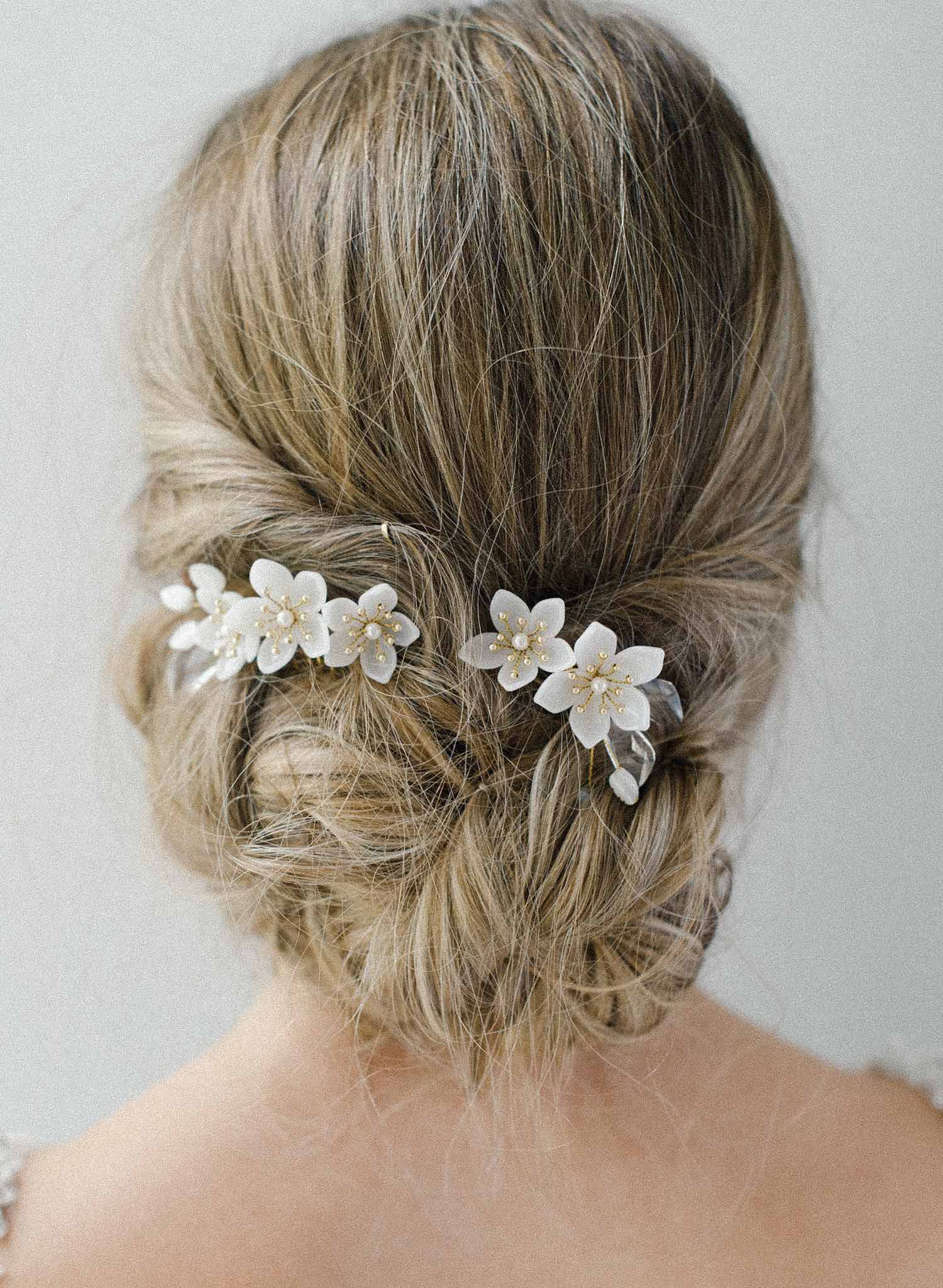 pearlescent florals crystal hair comb set, bridal headpiece, twigs and honey