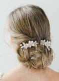 Pearlescent florals and crystal hair comb set of 2 - Style #2028