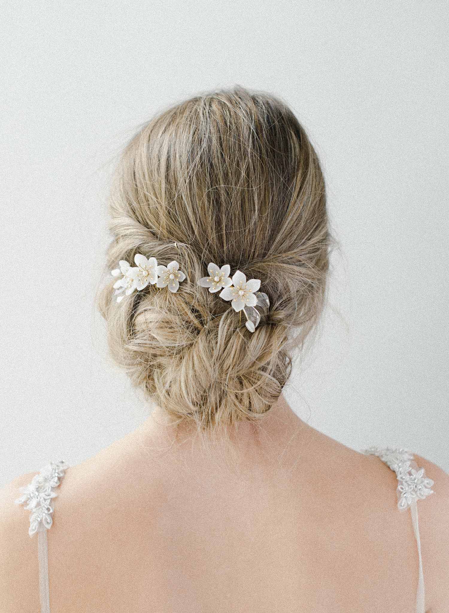 pearlescent florals crystal hair comb set, bridal headpiece, twigs and honey