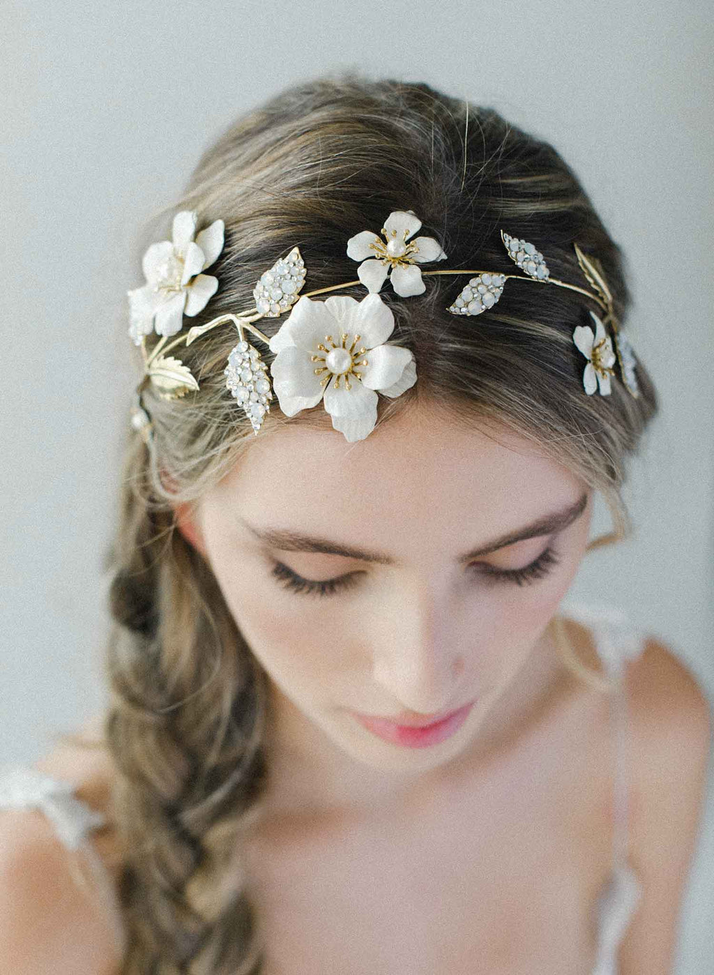 Bridal enamel flower headband - Regal enamel flower and  display picture 2