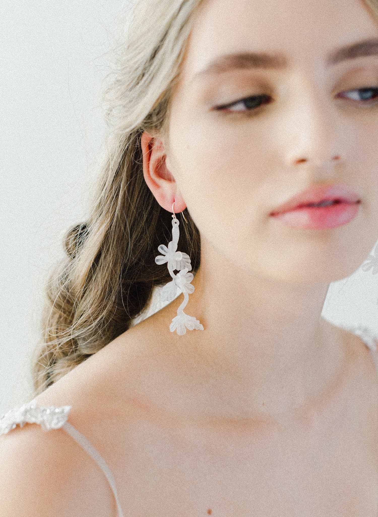 Milk glass twist drop earrings - Style #2039