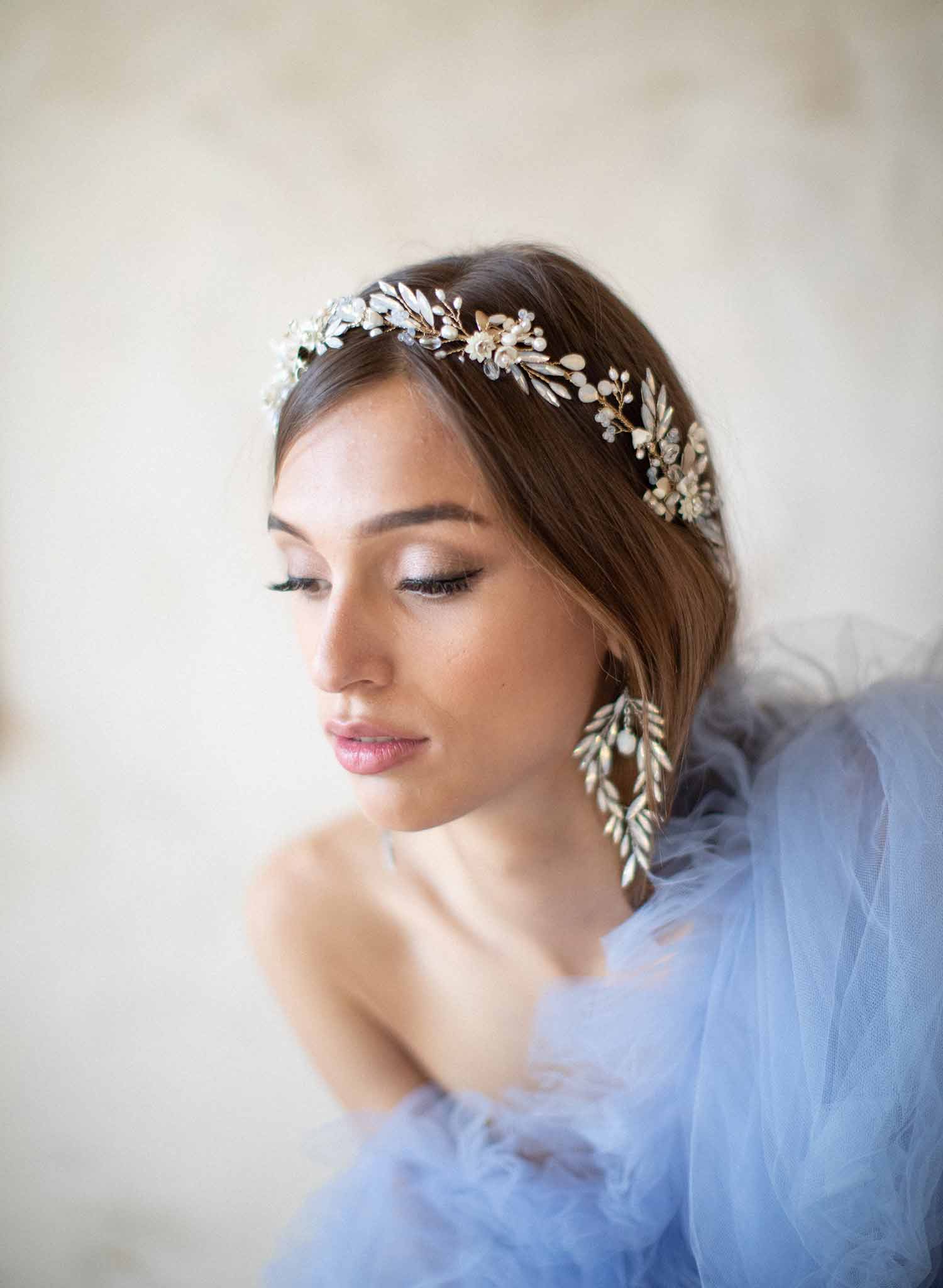 bridal opal crystal and pearl hair vine, twigs and honey