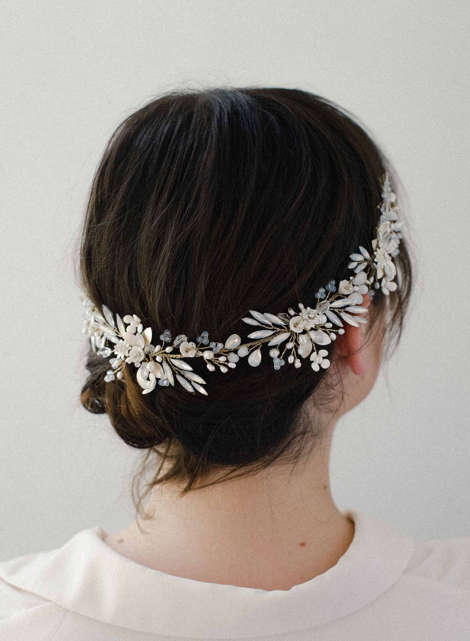 bridal opal crystal and pearl hair vine, twigs and honey