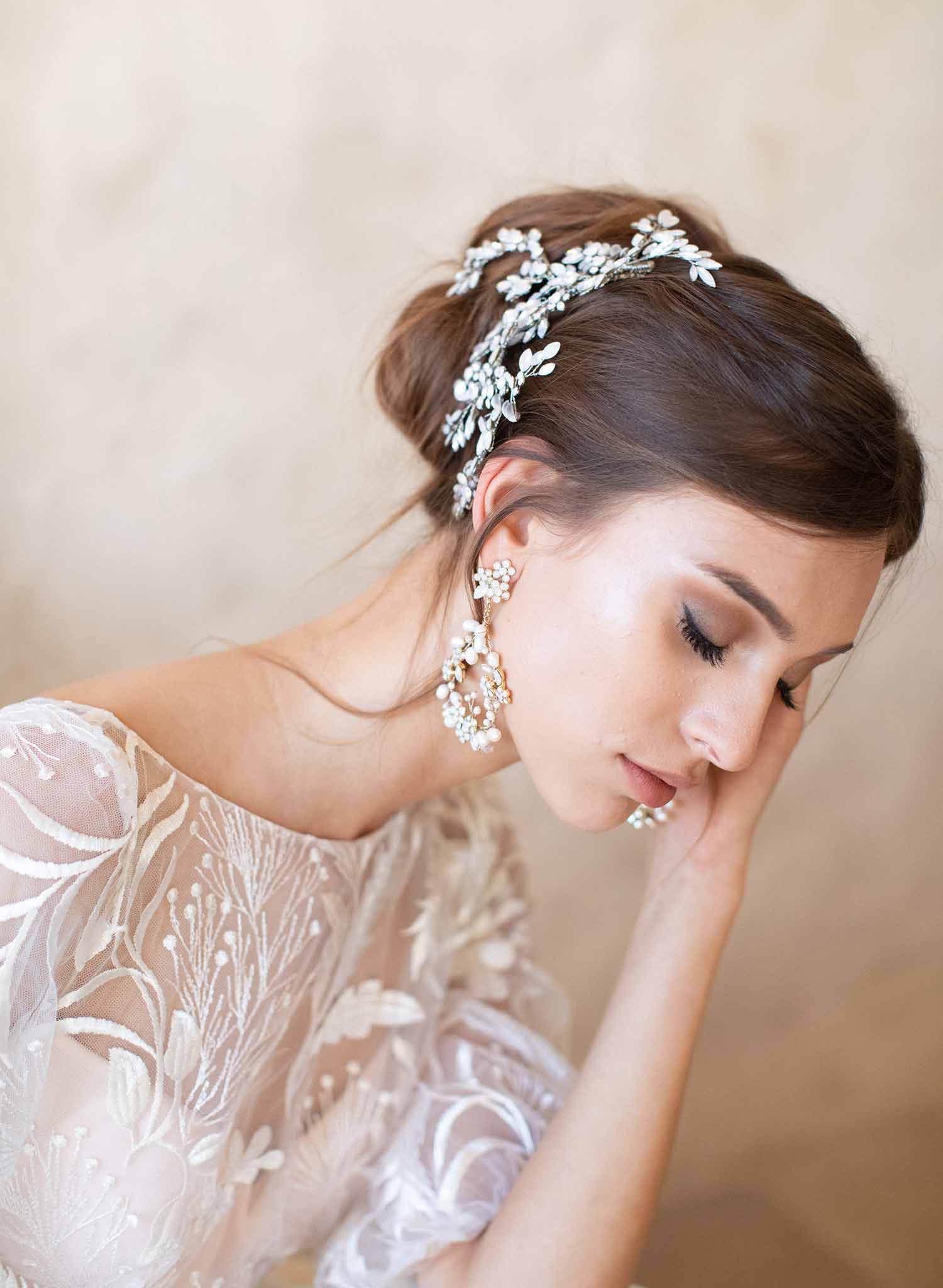 kora bhldn bridal earrings, chandelier, special occasion, pearl, twigs & honey