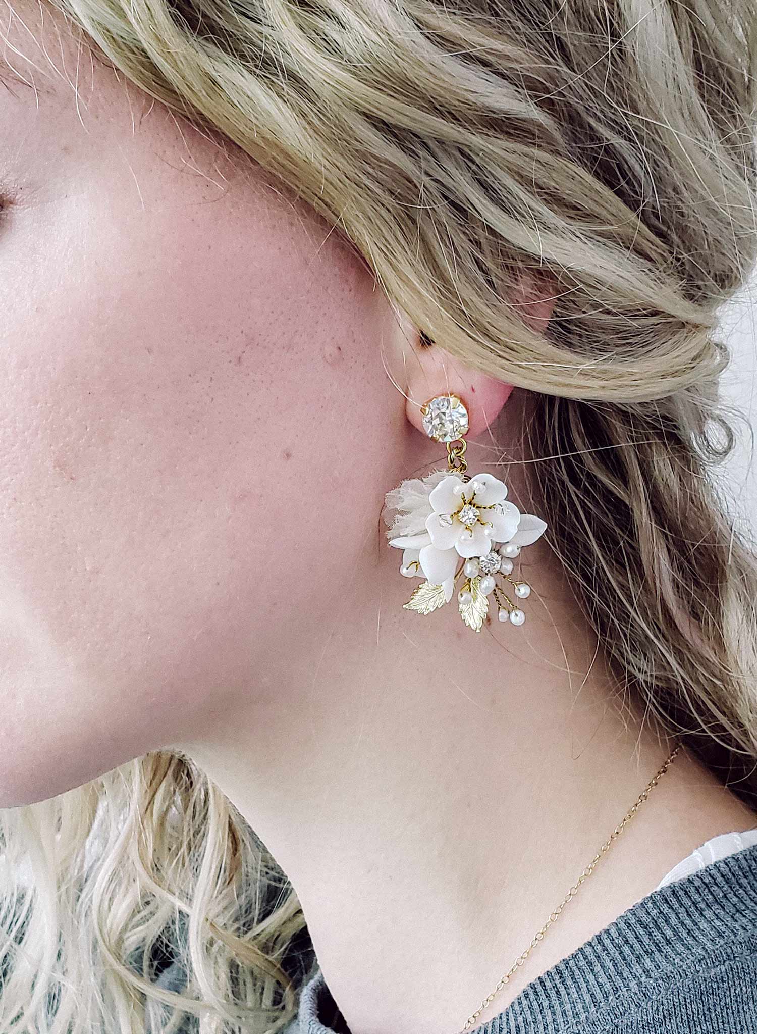 bridal floral earrings by Twigs & Honey