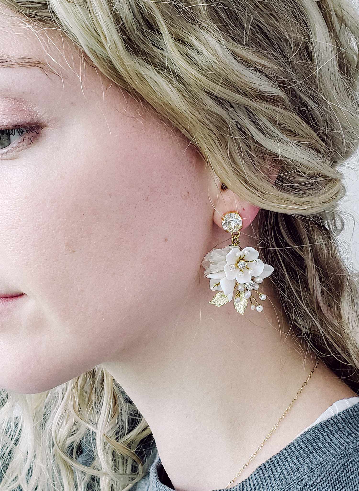 bridal floral earrings by Twigs & Honey