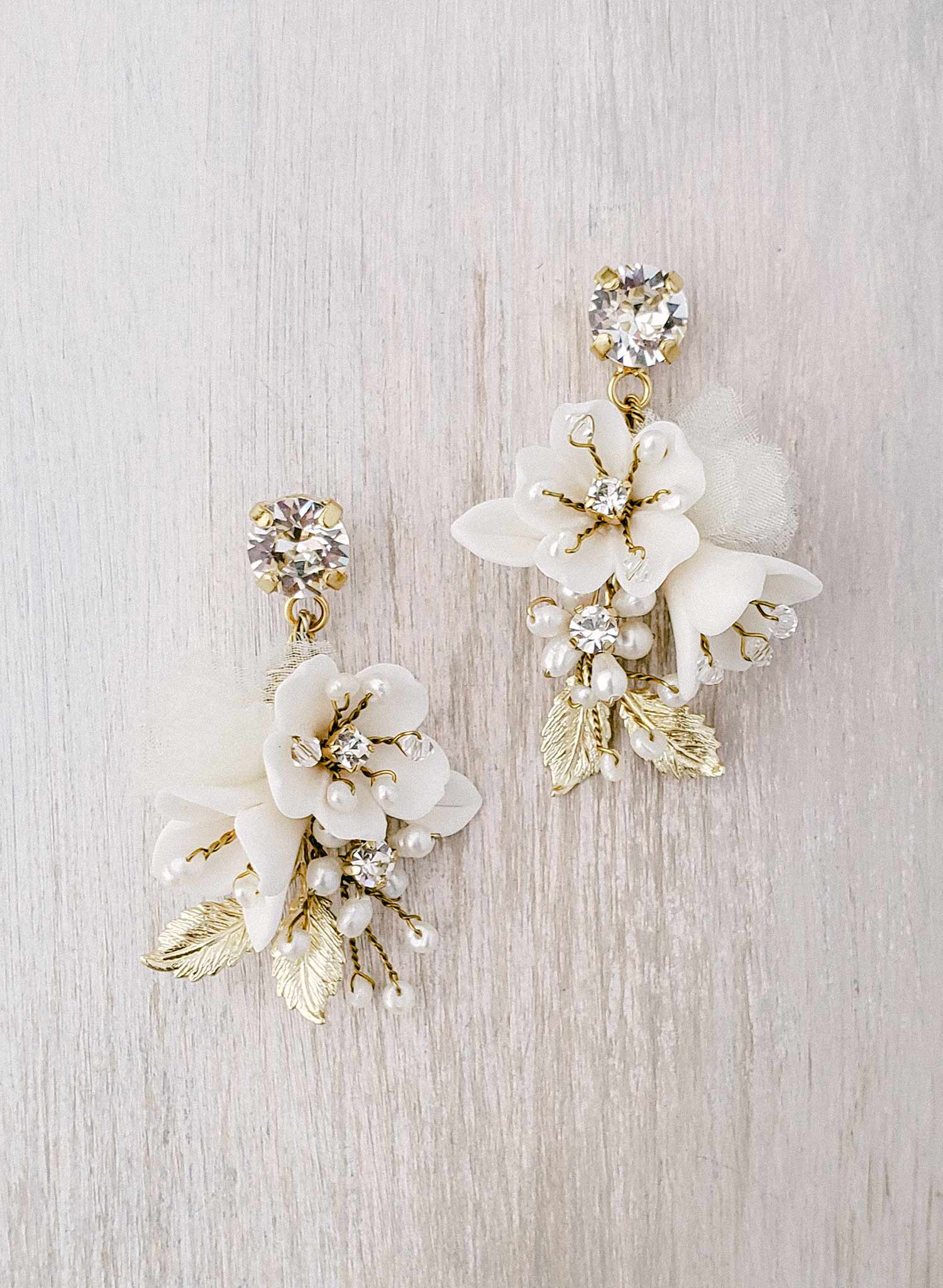 bridal floral earrings by Twigs & Honey