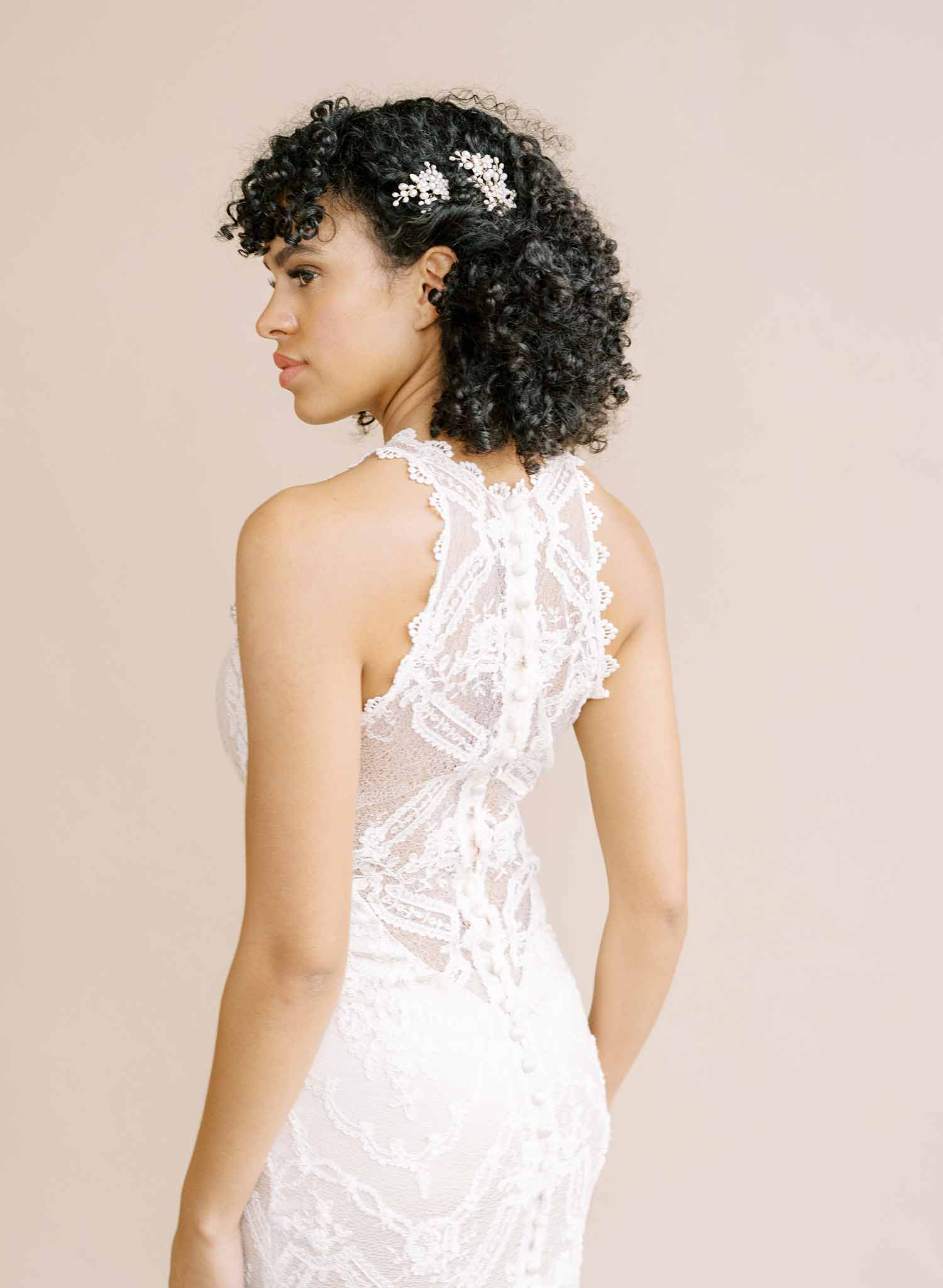 bridal crystal baby's breath hair pins, pearls by twigs and honey