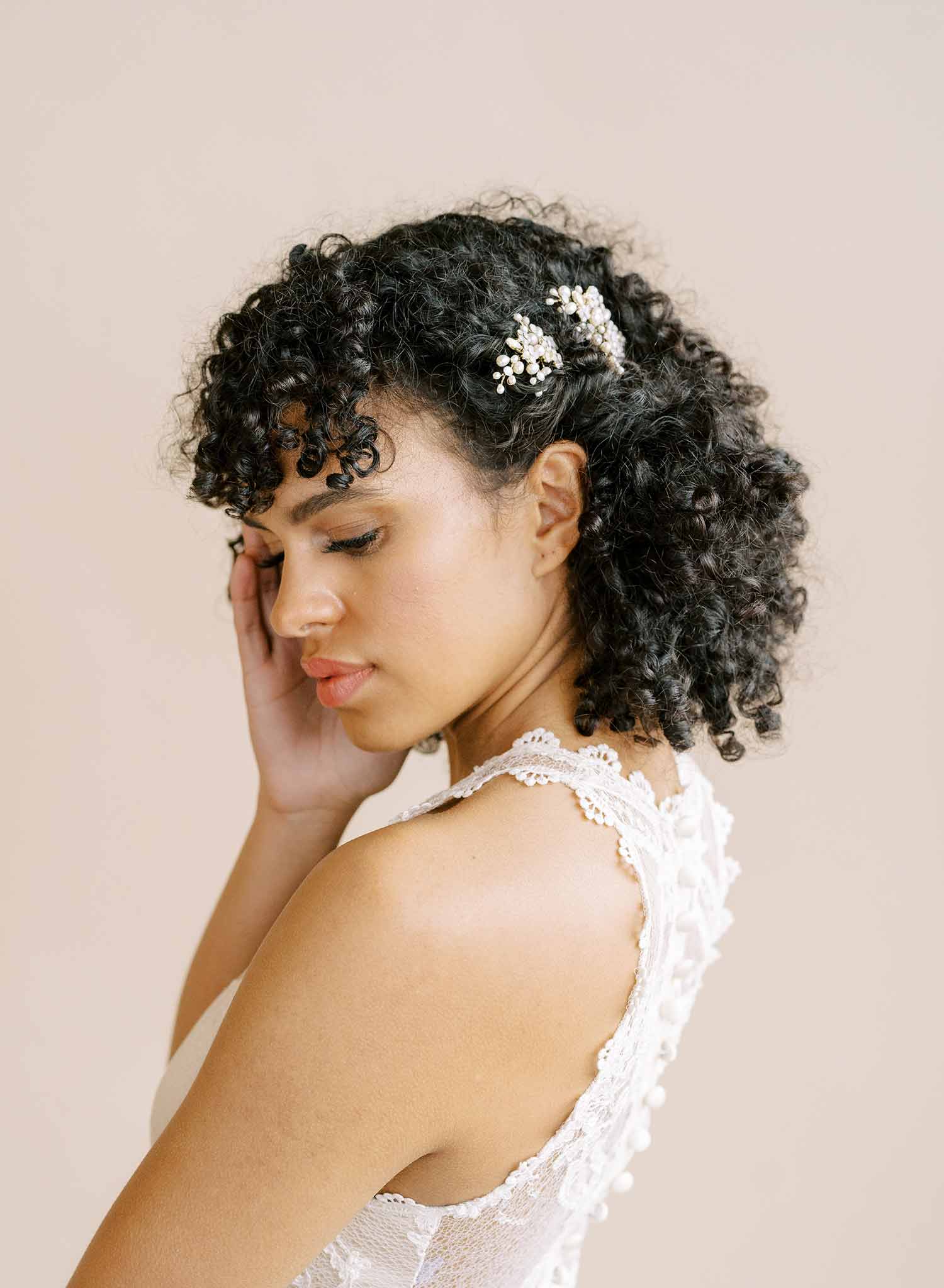 bridal crystal baby's breath hair pins, pearls by twigs and honey