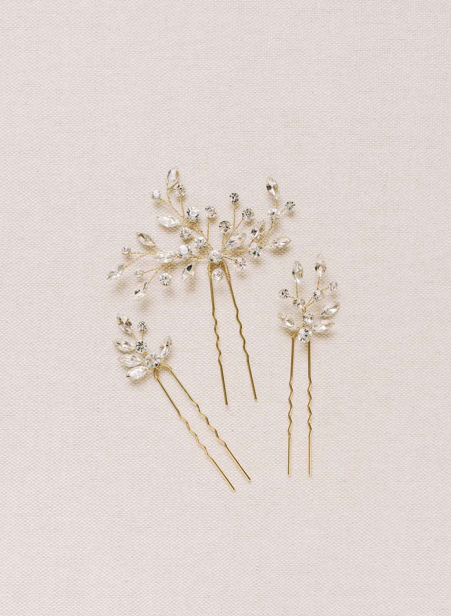 crystal hair pins, bobby pins for brides by twigs and honey silver