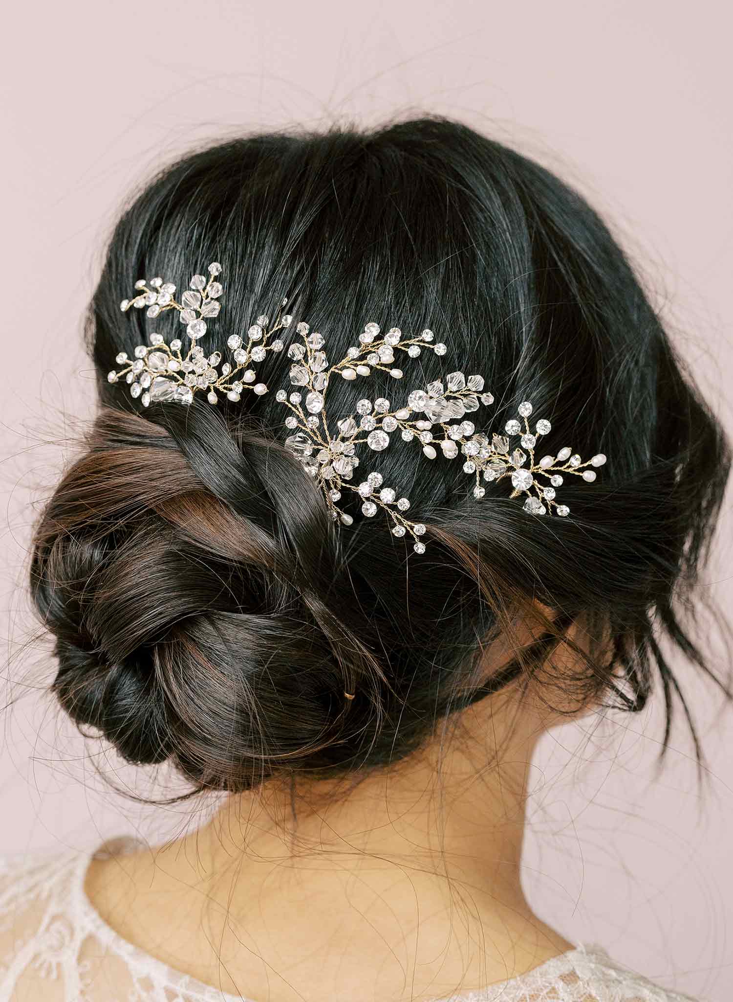 Crystal baby's breath hair pin set of 3 - Style #2117