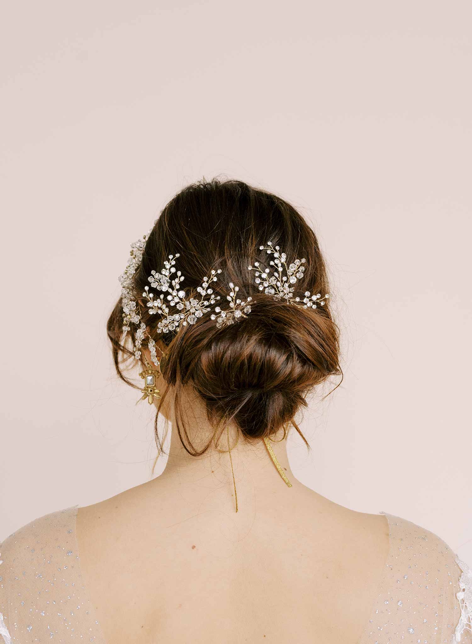 crystal baby's breath bridal hair pins set, twigs & honey