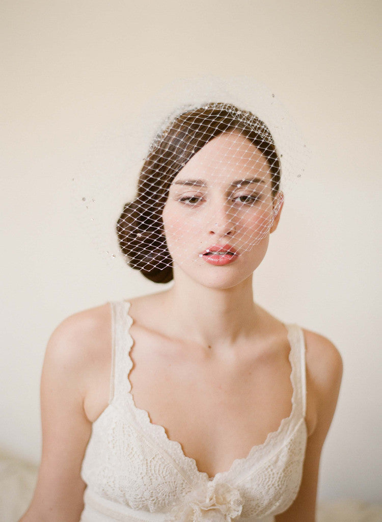 bridal birdcage veil with crystals by twigs & honey