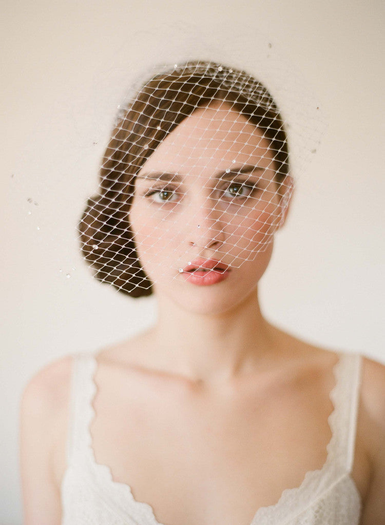 bridal birdcage veil with crystals by twigs & honey