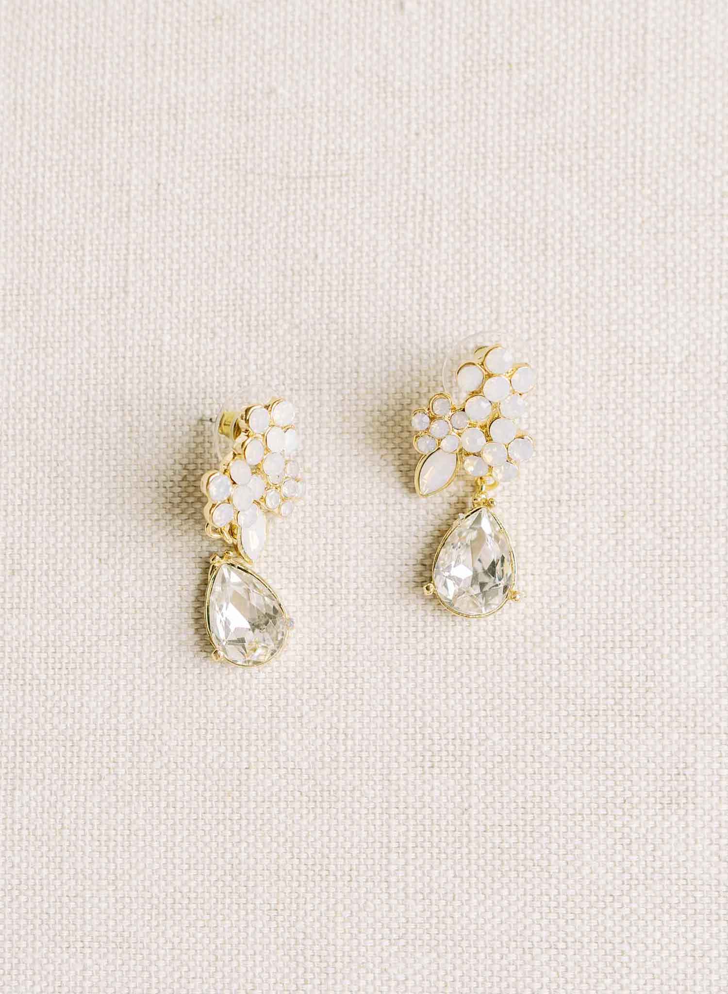Petite crystal cluster and pear drop earrings - Style #2130