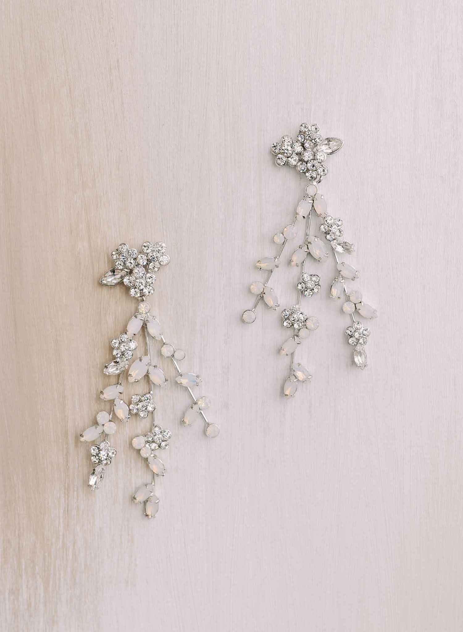 opal crystal bridal chandelier, party earrings by twigs and honey