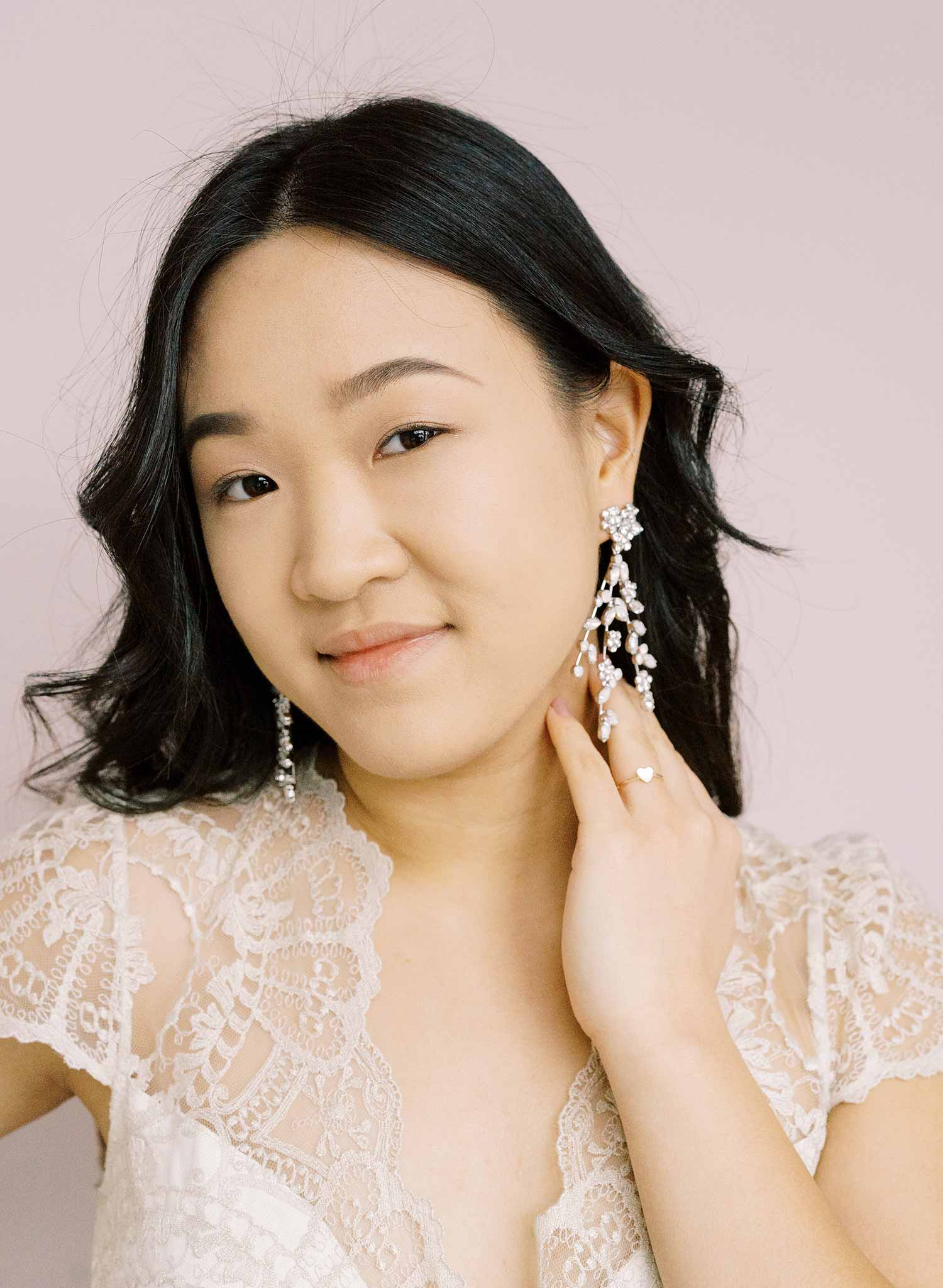 opal crystal bridal chandelier, party earrings by twigs and honey