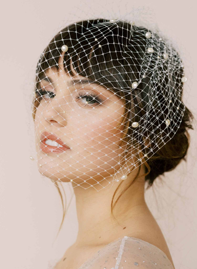 pearl birdcage veil, modern veil by twigs & honey