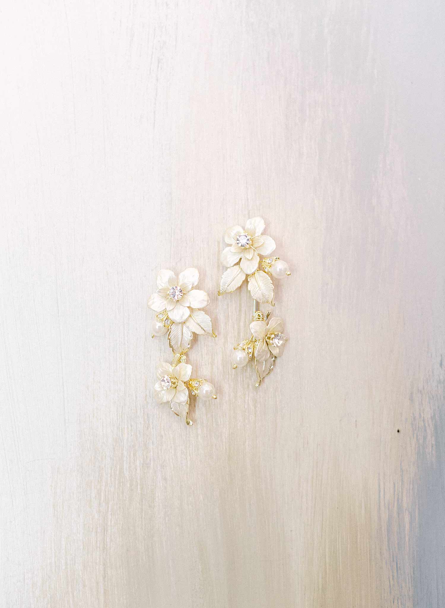 Rose and leaf modern floral earrings - Style #2300