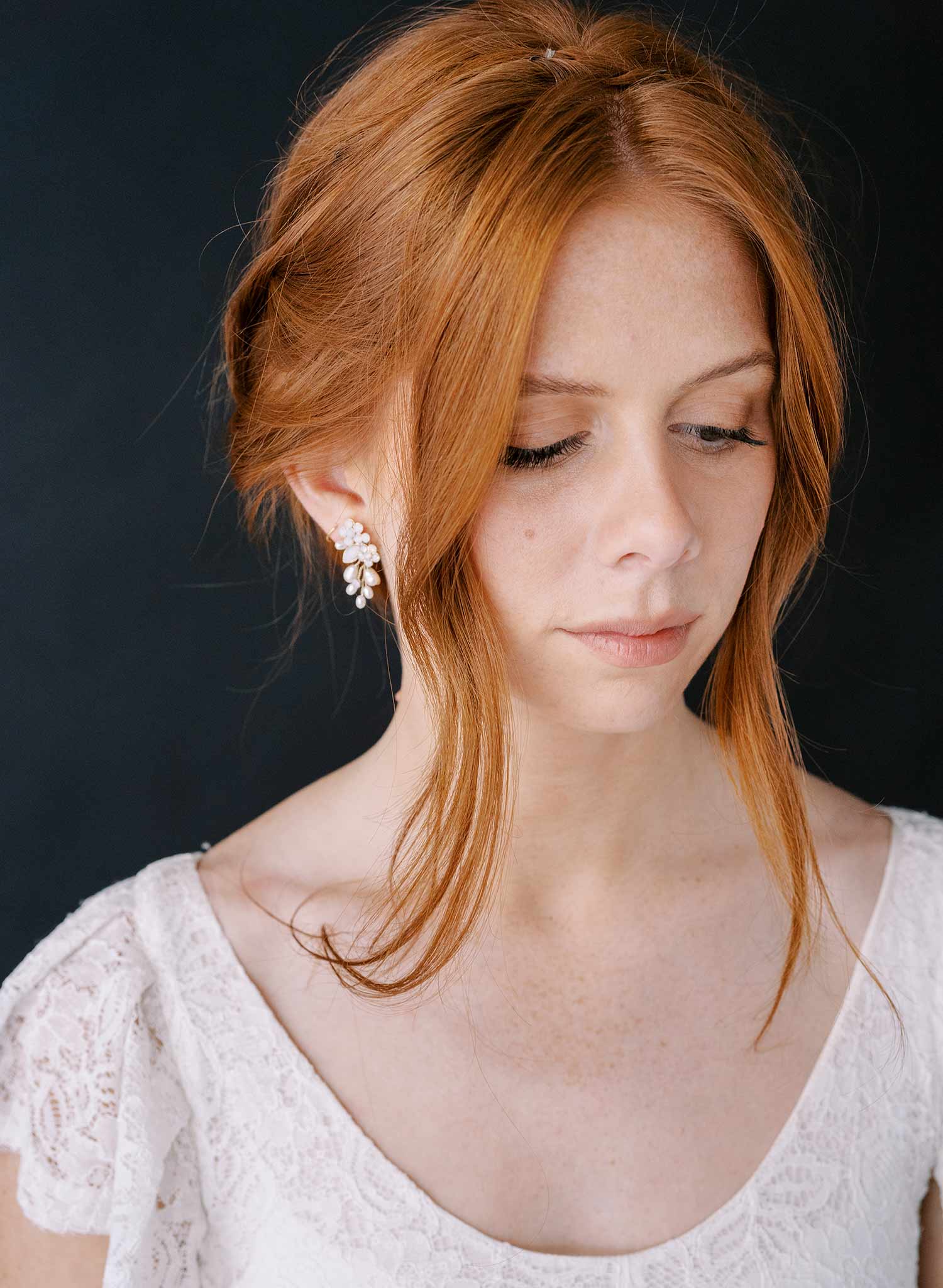 pearl and crystal small bridal earrings by twigs and honey