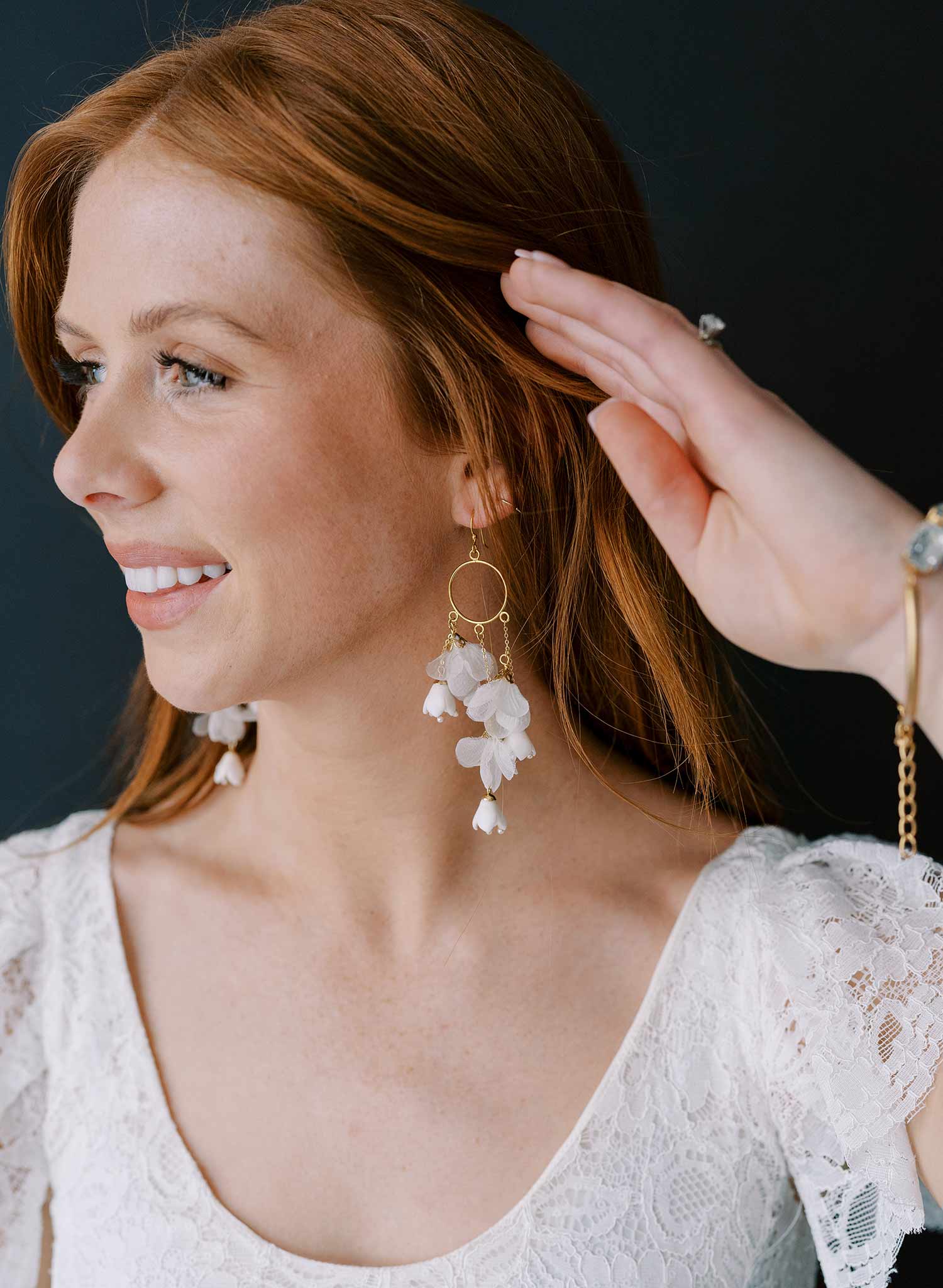 Handmade bridal flower earrings by twigs and honey