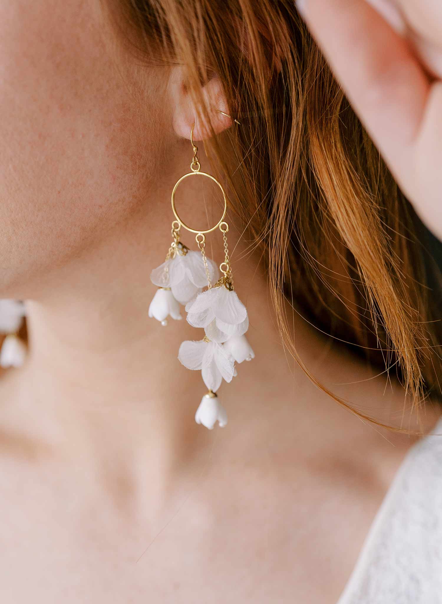 Handmade bridal flower earrings by twigs and honey