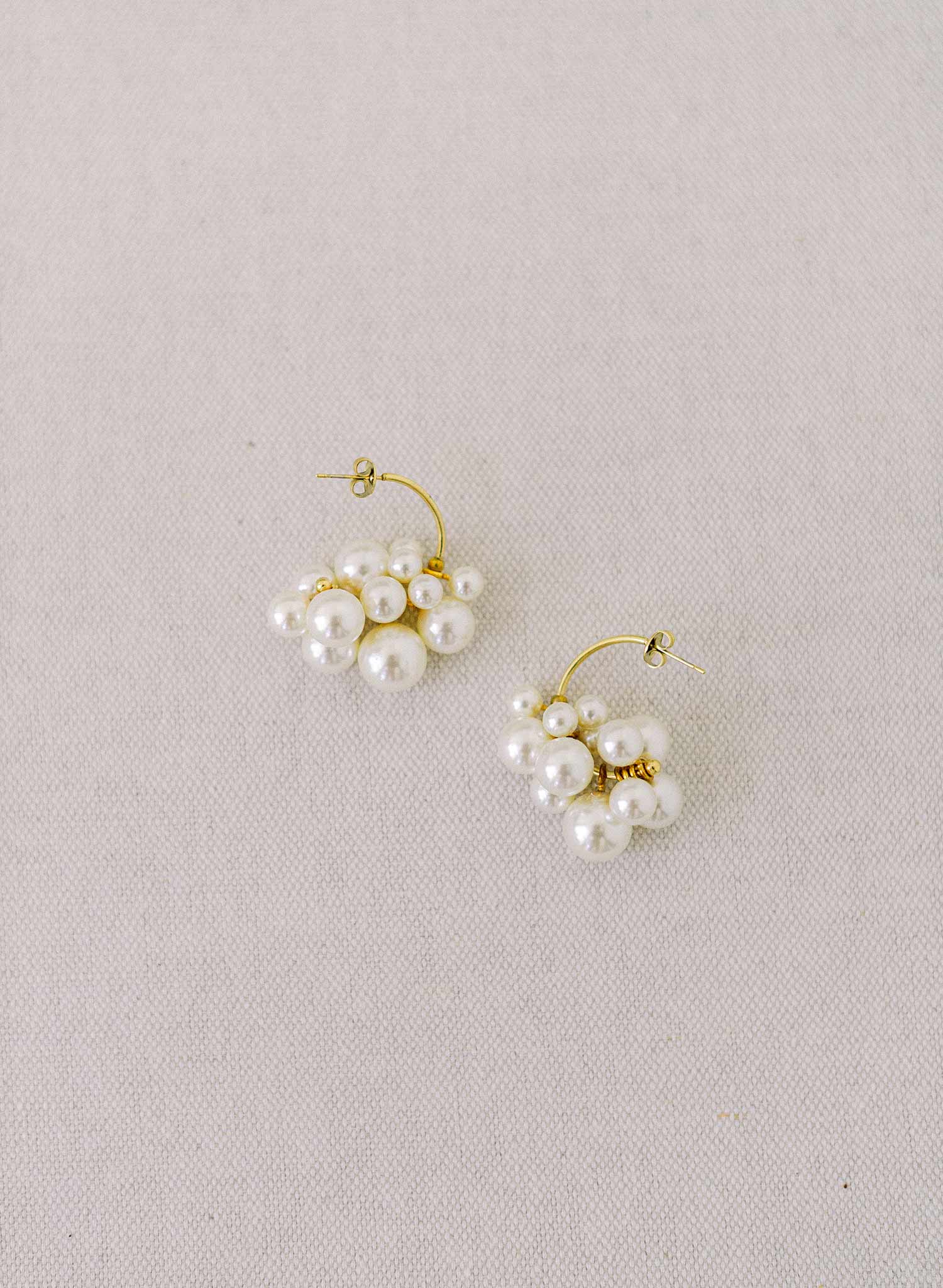 Clustered pearls semi hoop earrings - Style #2317