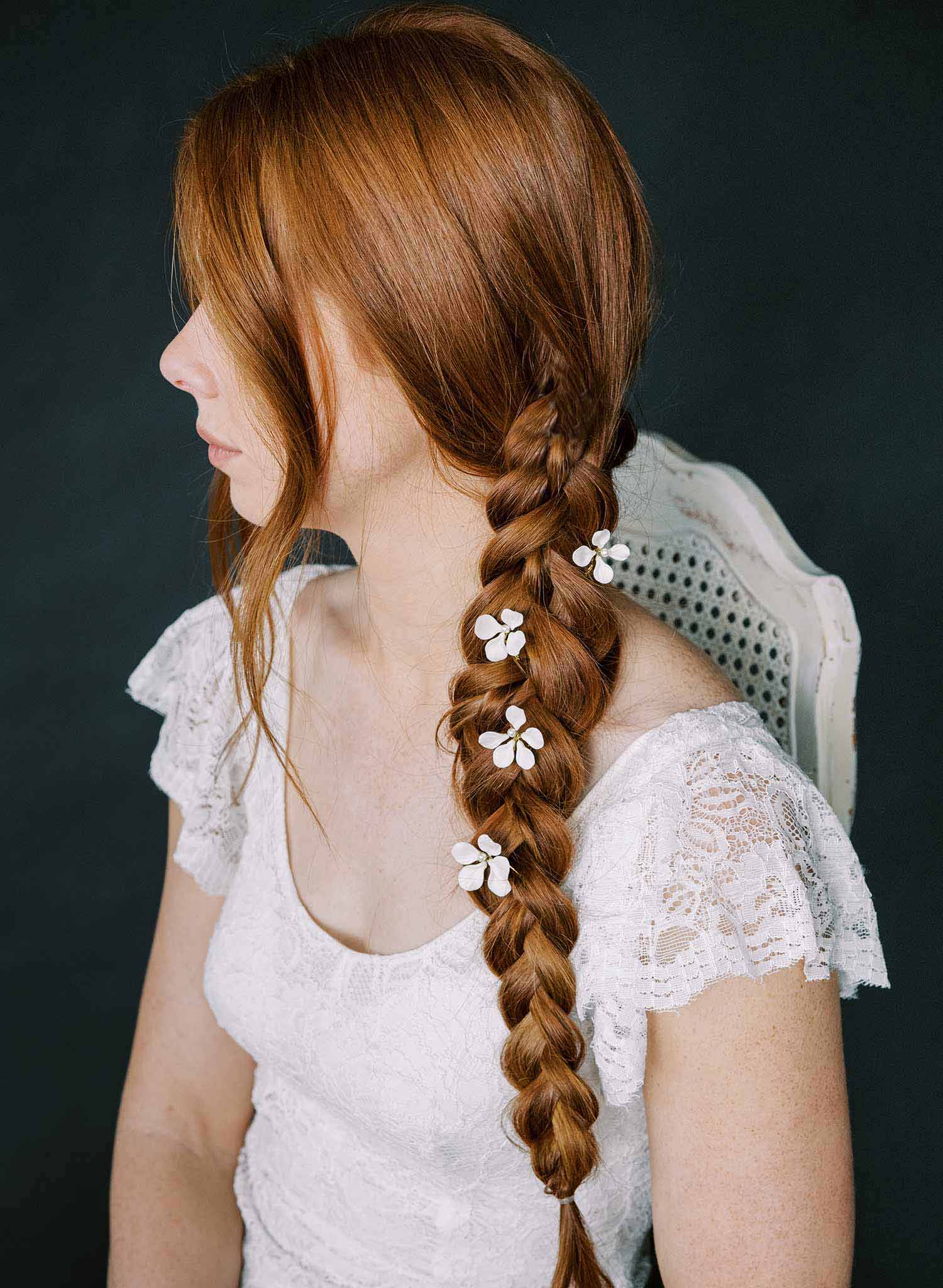 handmade clay flower bobby pin set by twigs and honey