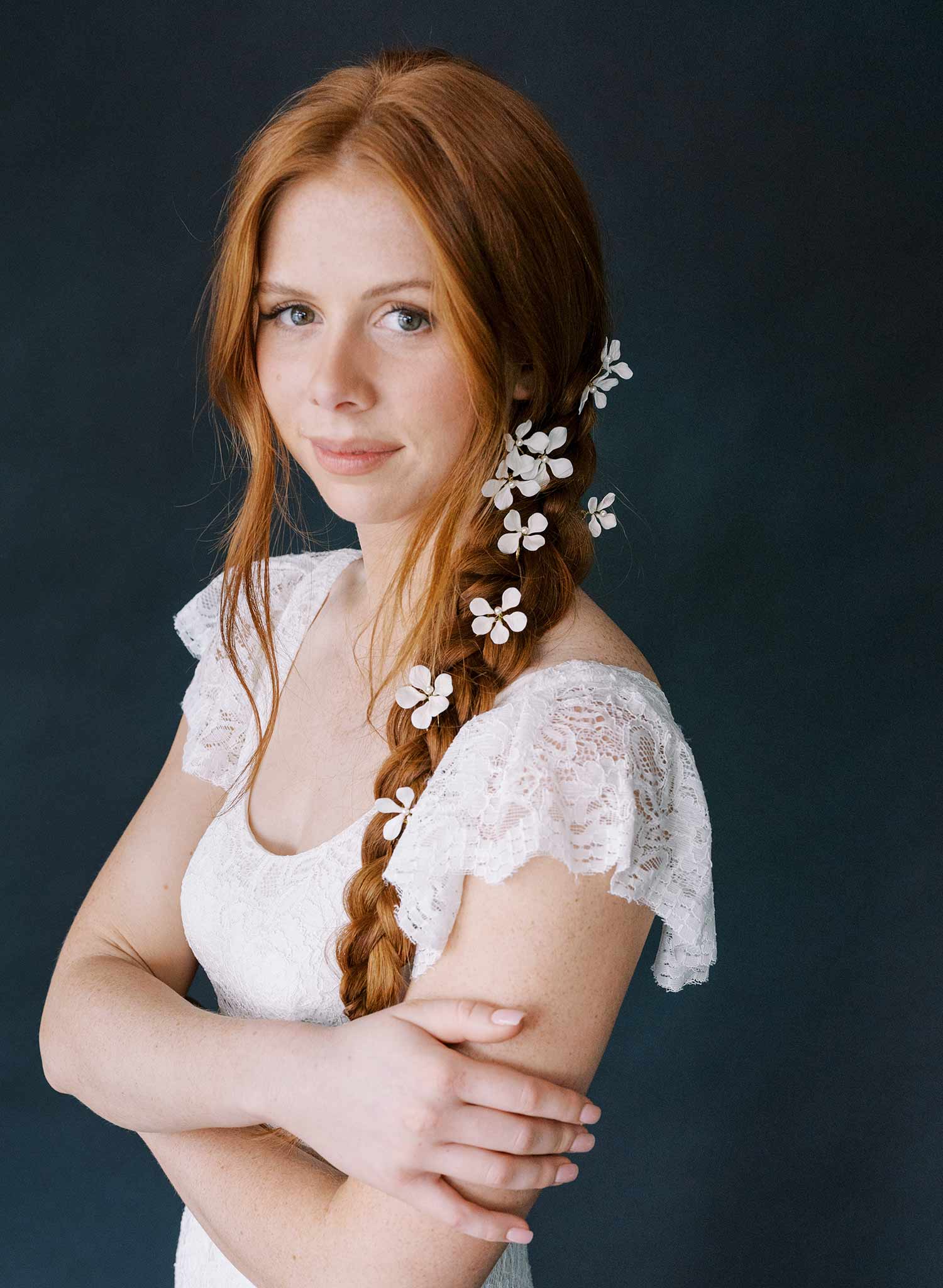 handmade clay flower hair pin set by twigs & honey