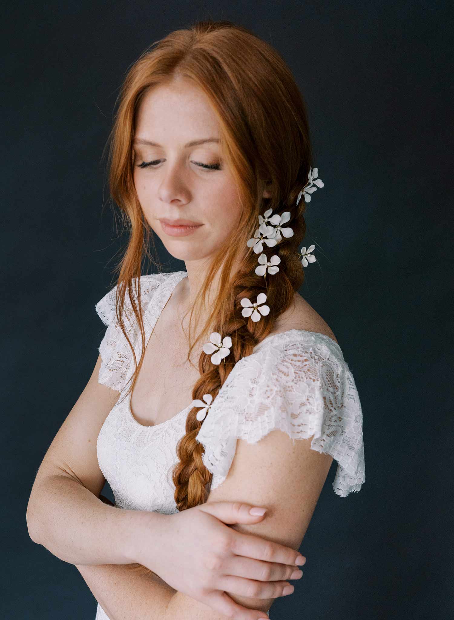 handmade clay flower hair pin set by twigs & honey