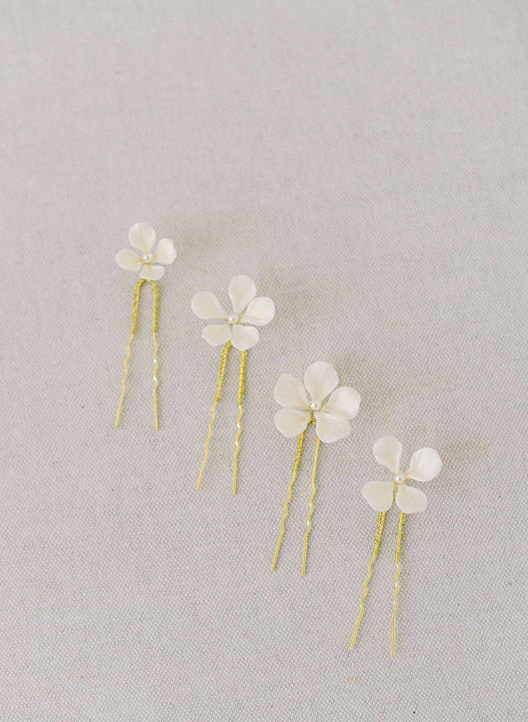 handmade clay flower bobby pin set by twigs and honey