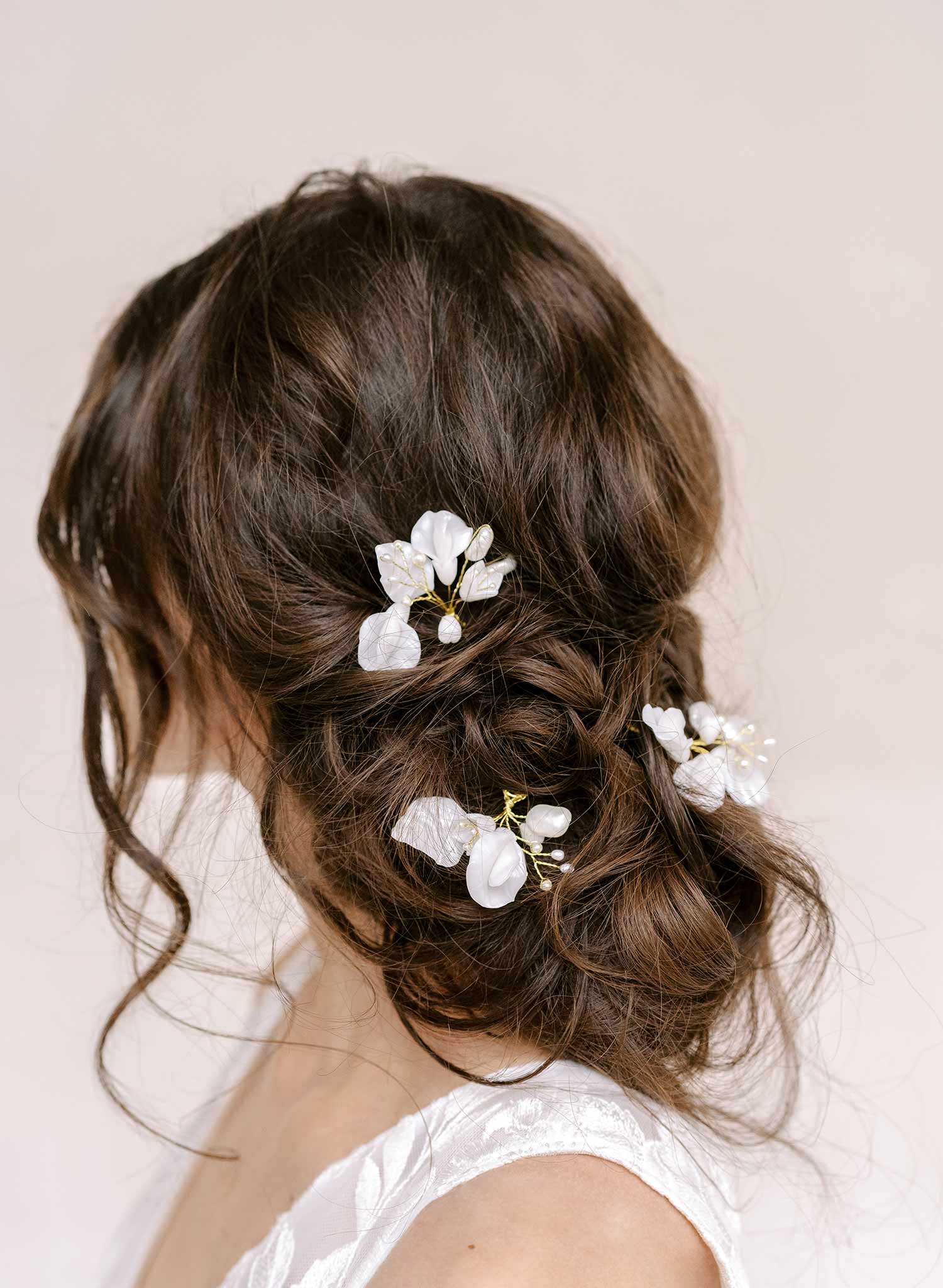 handmade sweet pea flower hair pin set by twigs & honey